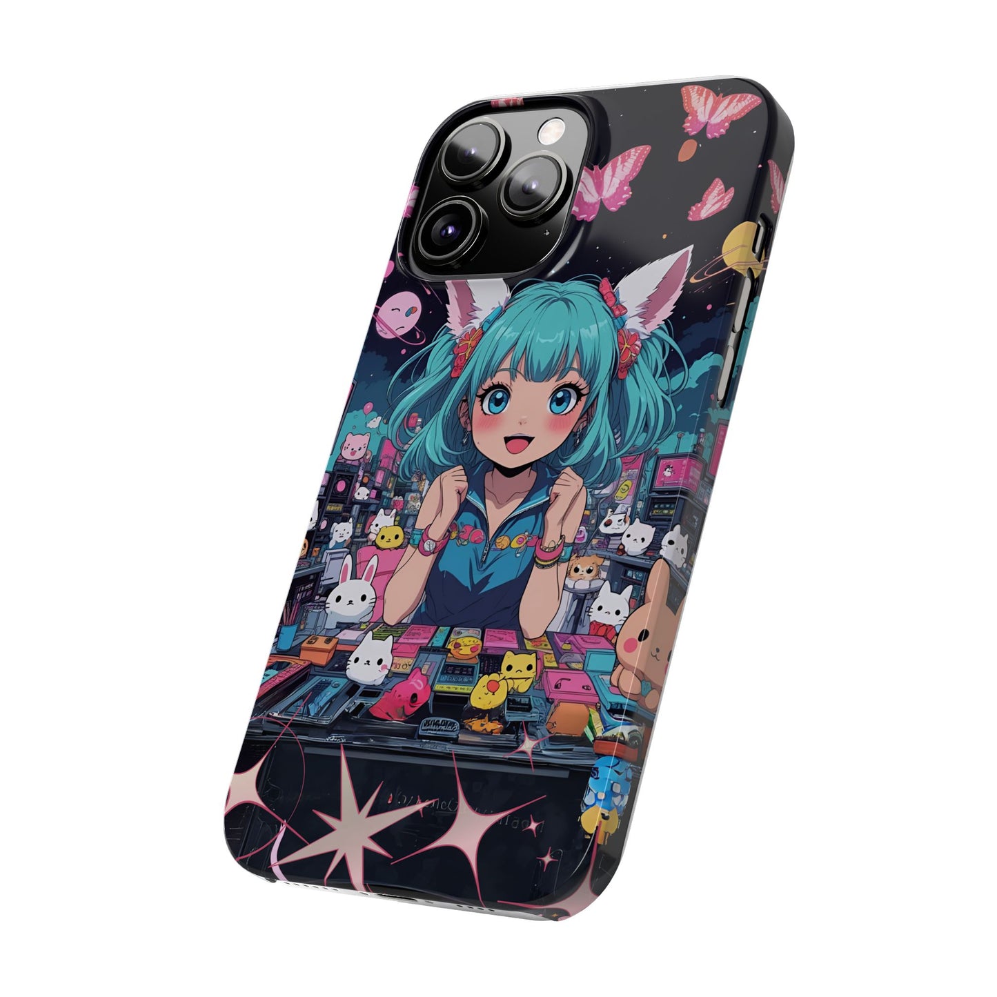 Y2K Anime Girl Slim Phone Case, Kawaii Vaporwave Style, Cute Maximalist Aesthetic, Anime Design, Slim Protection, Aesthetic Accessory