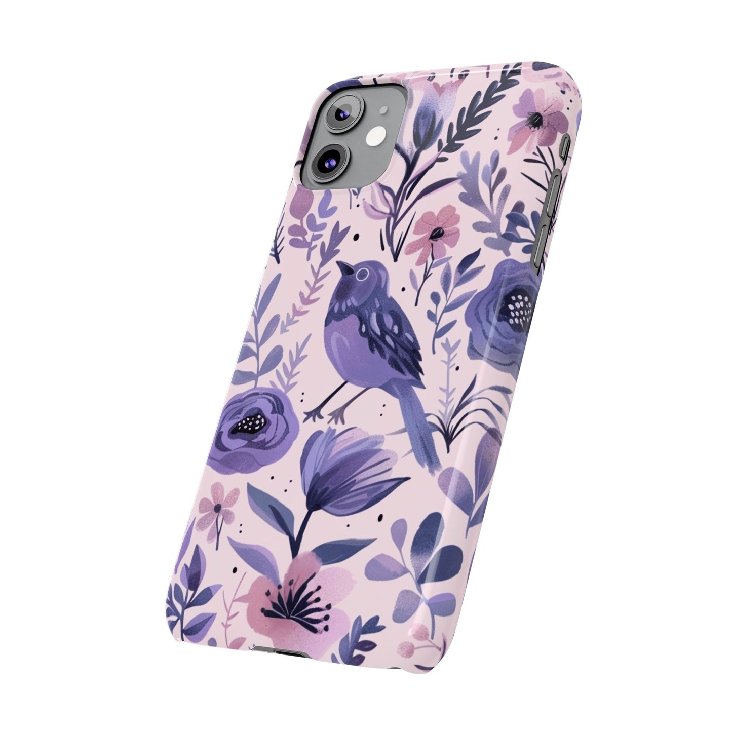 Floral Bird Slim Phone Case, Elegant Phone Cover, Cute Gift for Bird Lovers, Spring Vibes, Nature-Inspired