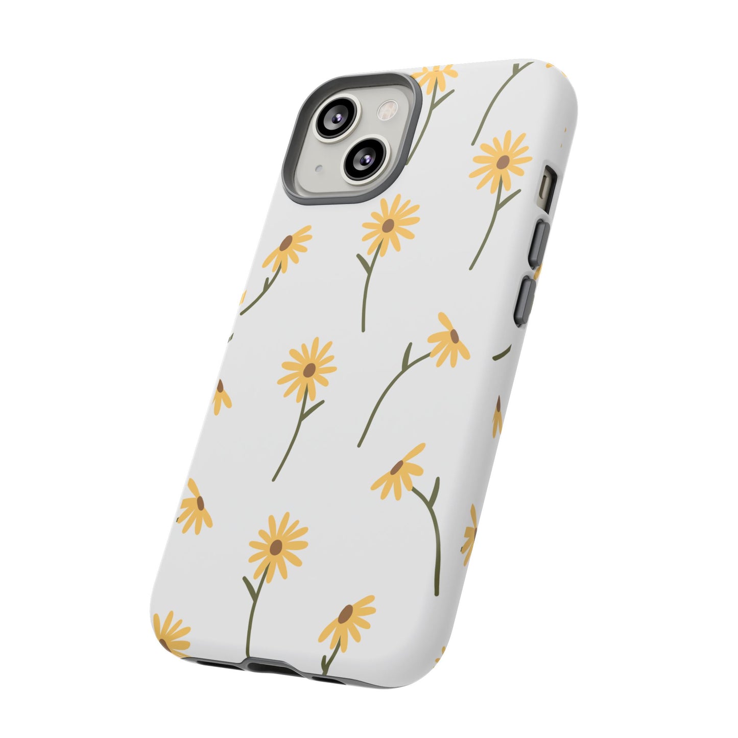 Sunflower Floral Tough Phone Case - Minimal Daisy-Inspired Print, Simple Botanical Aesthetic, Compatible with iPhone, Galaxy, and Google