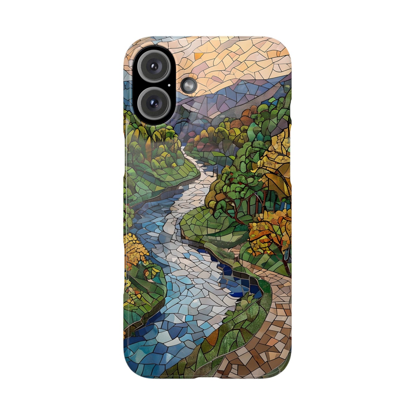 Cuyahoga Valley Mosaic Slim Phone Case, Midwest Forest Art, Scenic Nature Aesthetic, Unique Gift for Nature Lovers