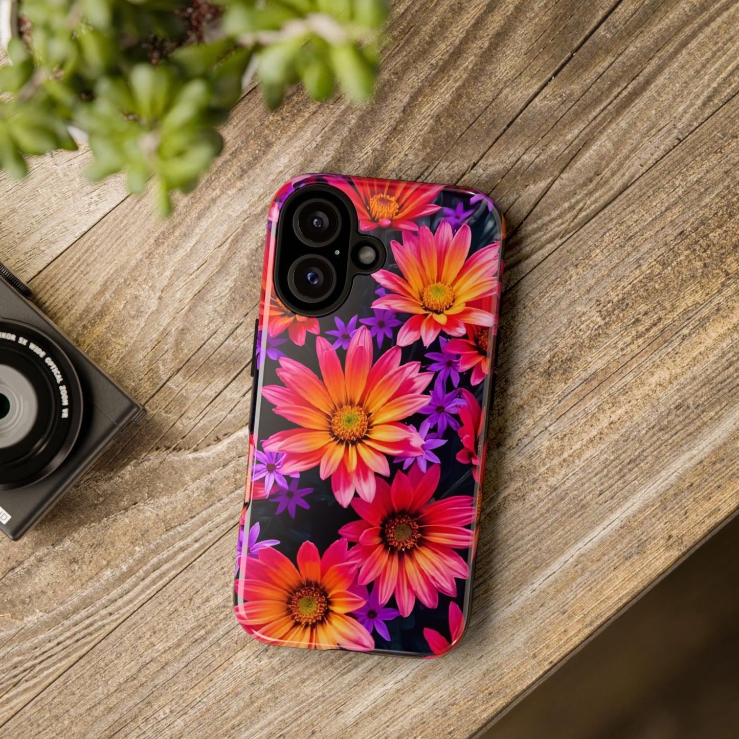 Bold Garden Flower Tough Phone Case - Colorful Floral Print, Bright Botanical Aesthetic, Compatible with iPhone, Galaxy, and Google Phones