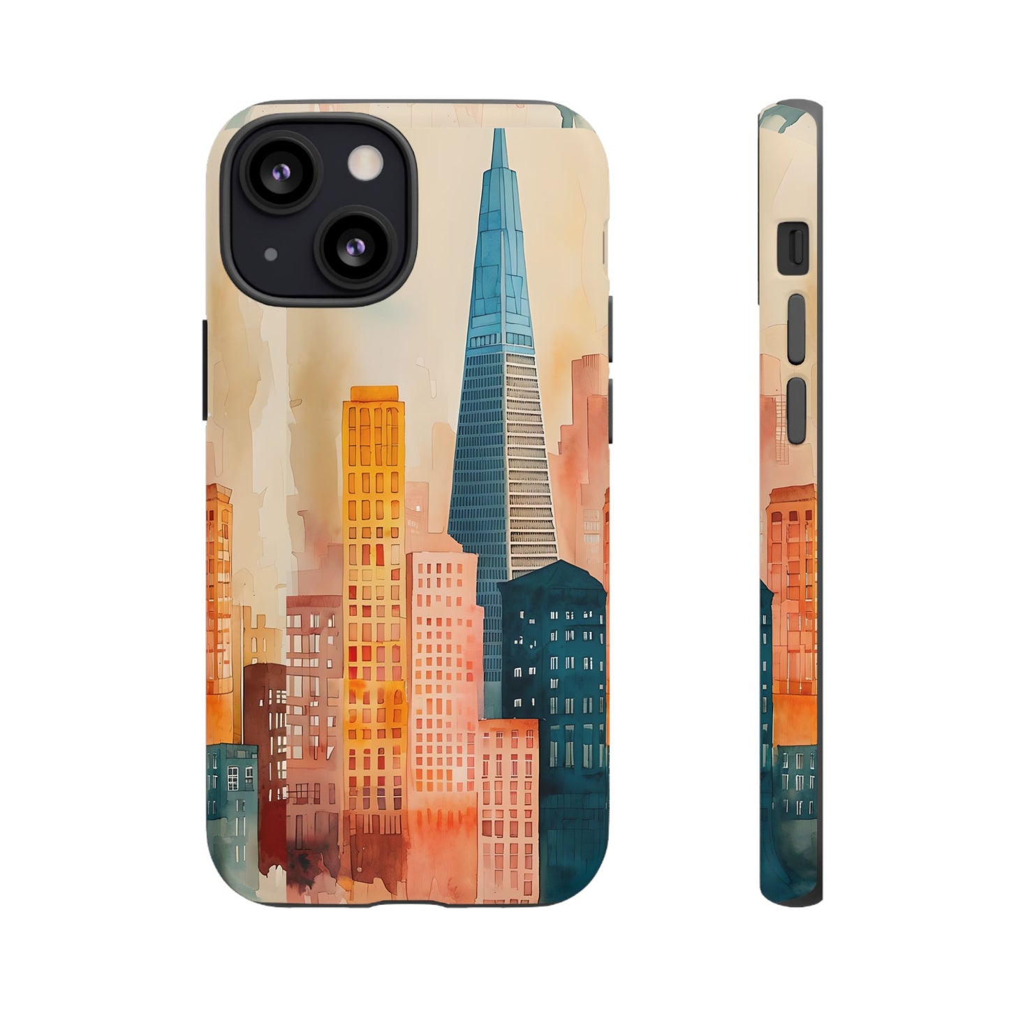 San Francisco Cityscape Tough Phone Case - Tropical Skyline Aesthetic, Sunset Beach Urban Art, Compatible with iPhone, Galaxy, and Google