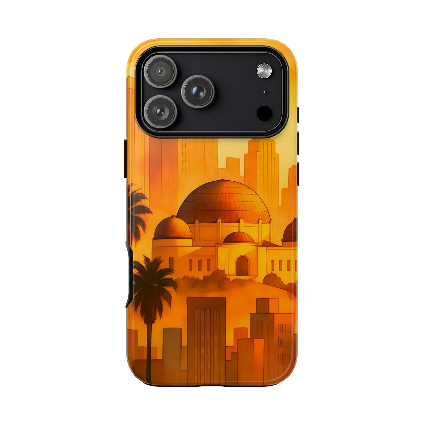 Cityscape Tough Phone Case, Los Angeles Skyline Phone Cover, Watercolor Design Compatible with iPhone, Galaxy & Google