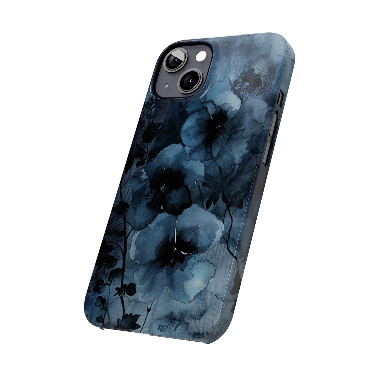 Elegant Floral Slim Phone Cases | Trendy Phone Cover, Blue Flower Design, Gift for Her, Stylish Mobile Case, Floral Accessories
