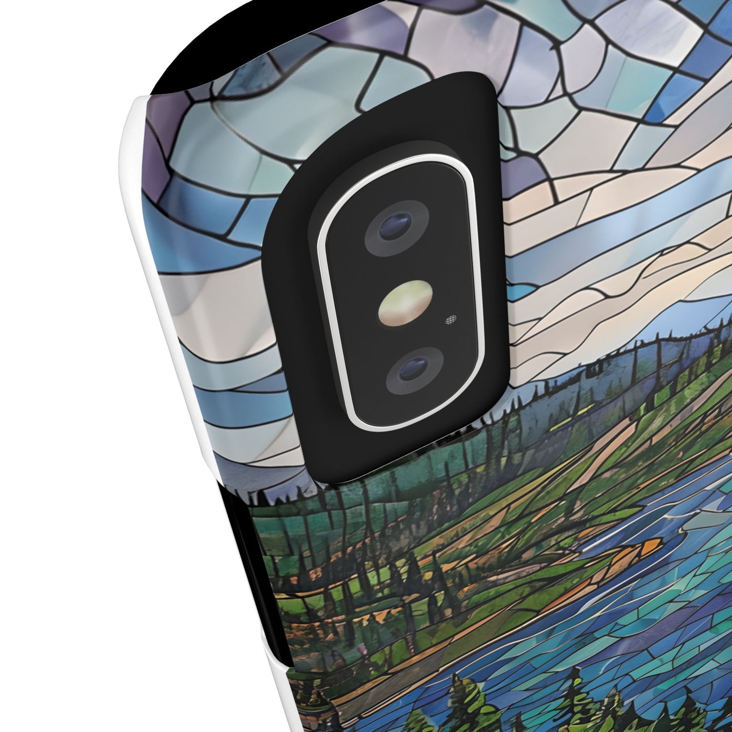 Isle Royale Mosaic Slim Phone Case, Remote Island Wilderness Art, Great Lakes Nature Aesthetic, Eco-Friendly Phone Accessory