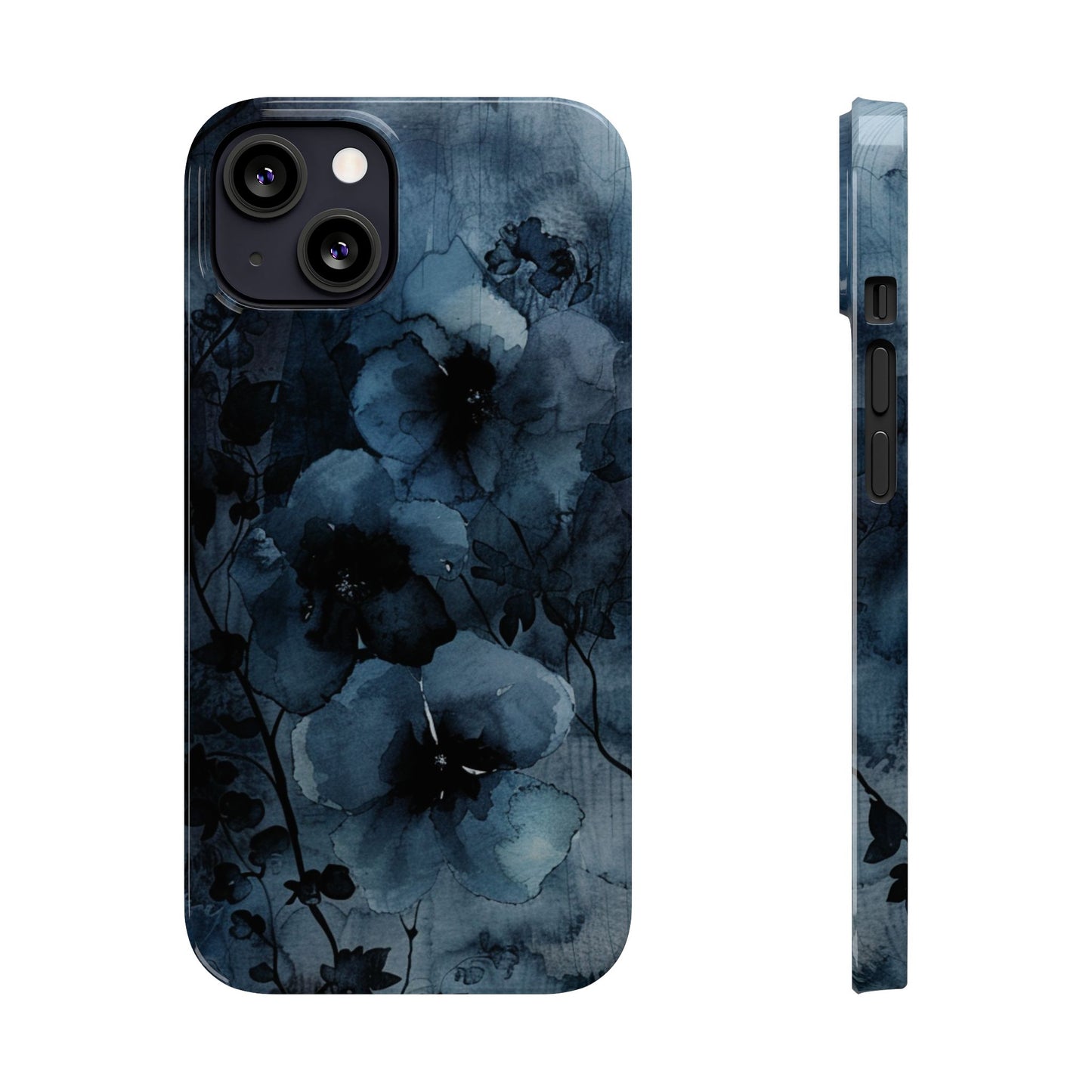 Elegant Floral Slim Phone Cases | Trendy Phone Cover, Blue Flower Design, Gift for Her, Stylish Mobile Case, Floral Accessories