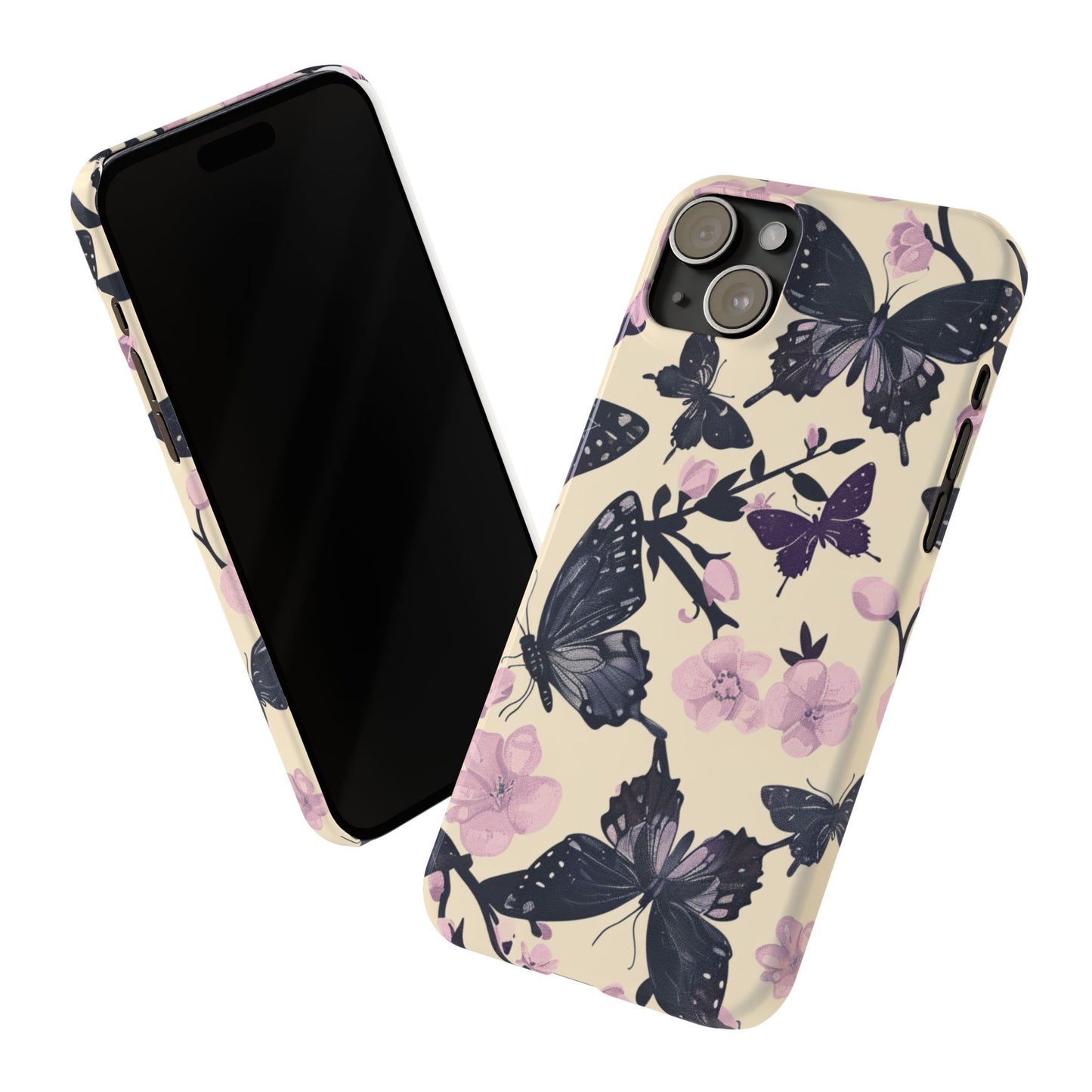 Butterfly Floral Slim Phone Cases, Elegant Butterfly Design, Nature Lover Gift, Phone Accessory, Stylish Cases for Women