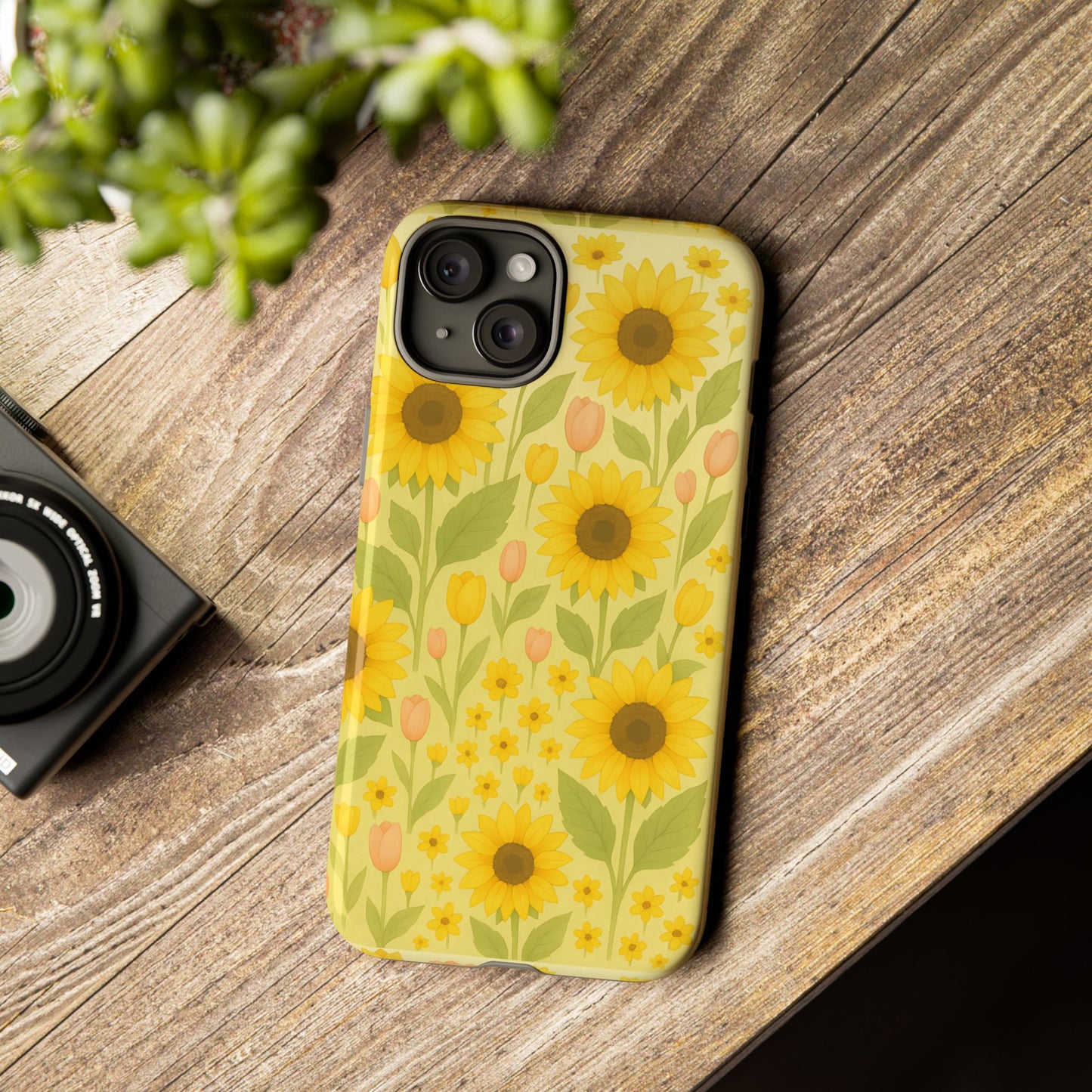 Sunflower Floral Phone Case, Watercolor Botanical Print, Aesthetic Tough Phone Case, Compatible with iPhone, Galaxy, Google