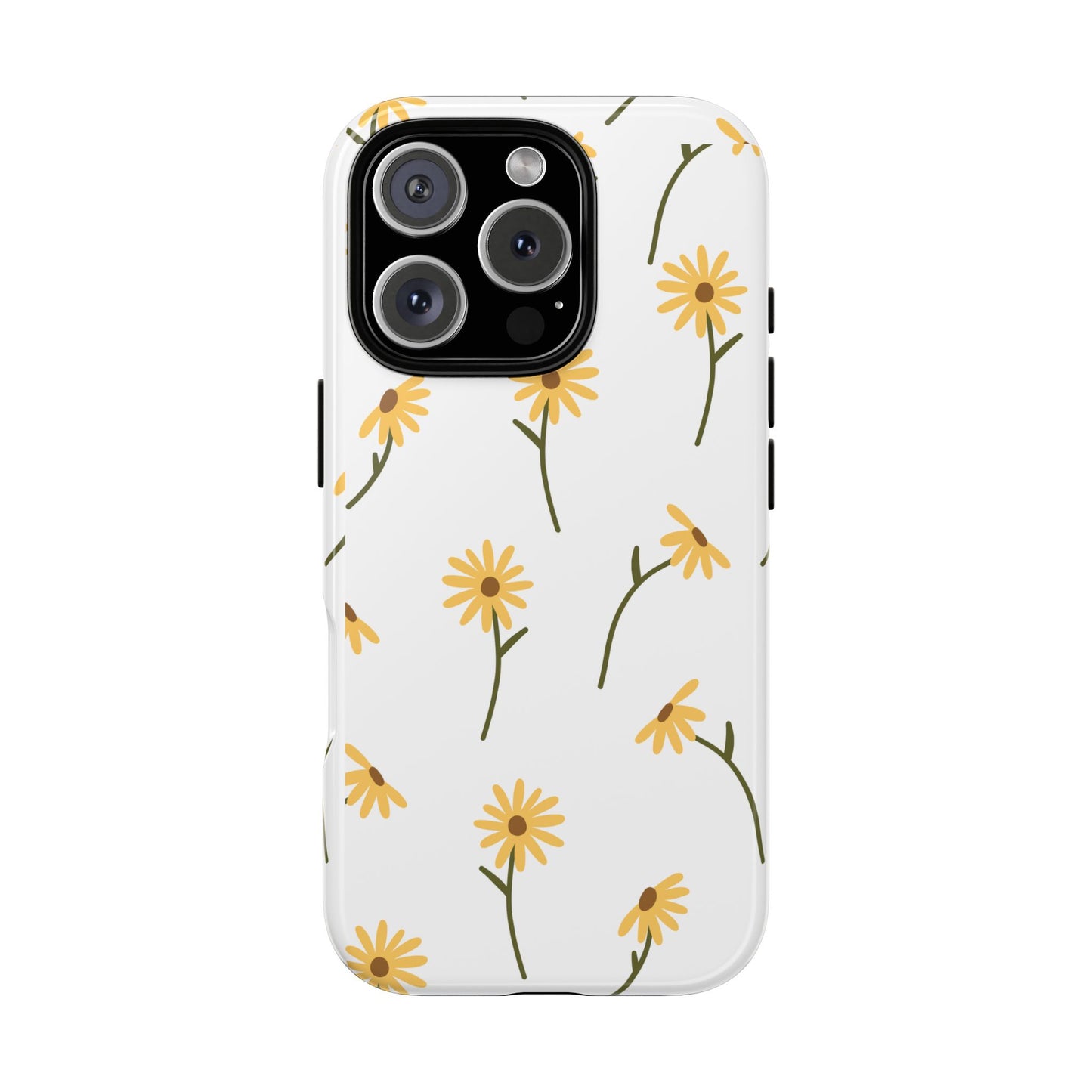 Sunflower Floral Tough Phone Case - Minimal Daisy-Inspired Print, Simple Botanical Aesthetic, Compatible with iPhone, Galaxy, and Google