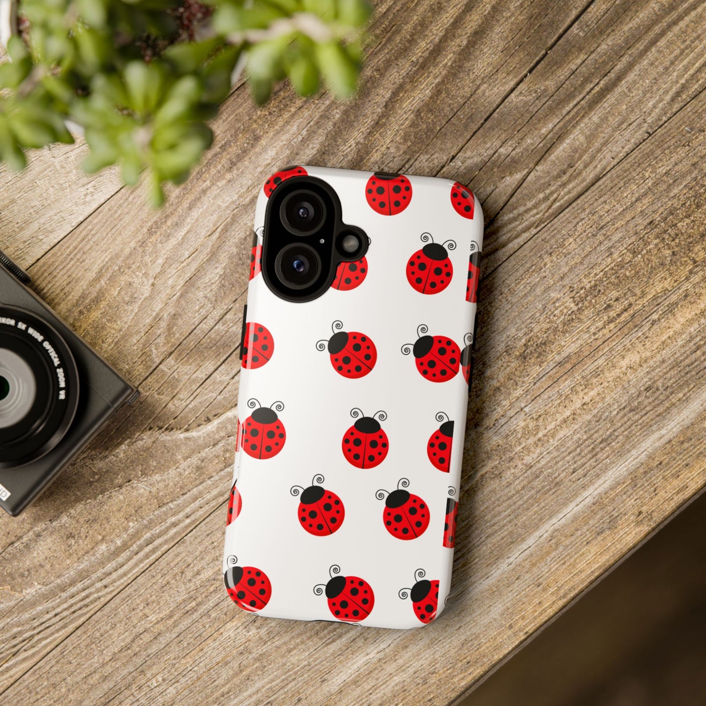 Ladybug Tough Phone Case - Cute Insect Aesthetic, Nature-Inspired Pattern Art, Compatible with iPhone, Galaxy, and Google Phones