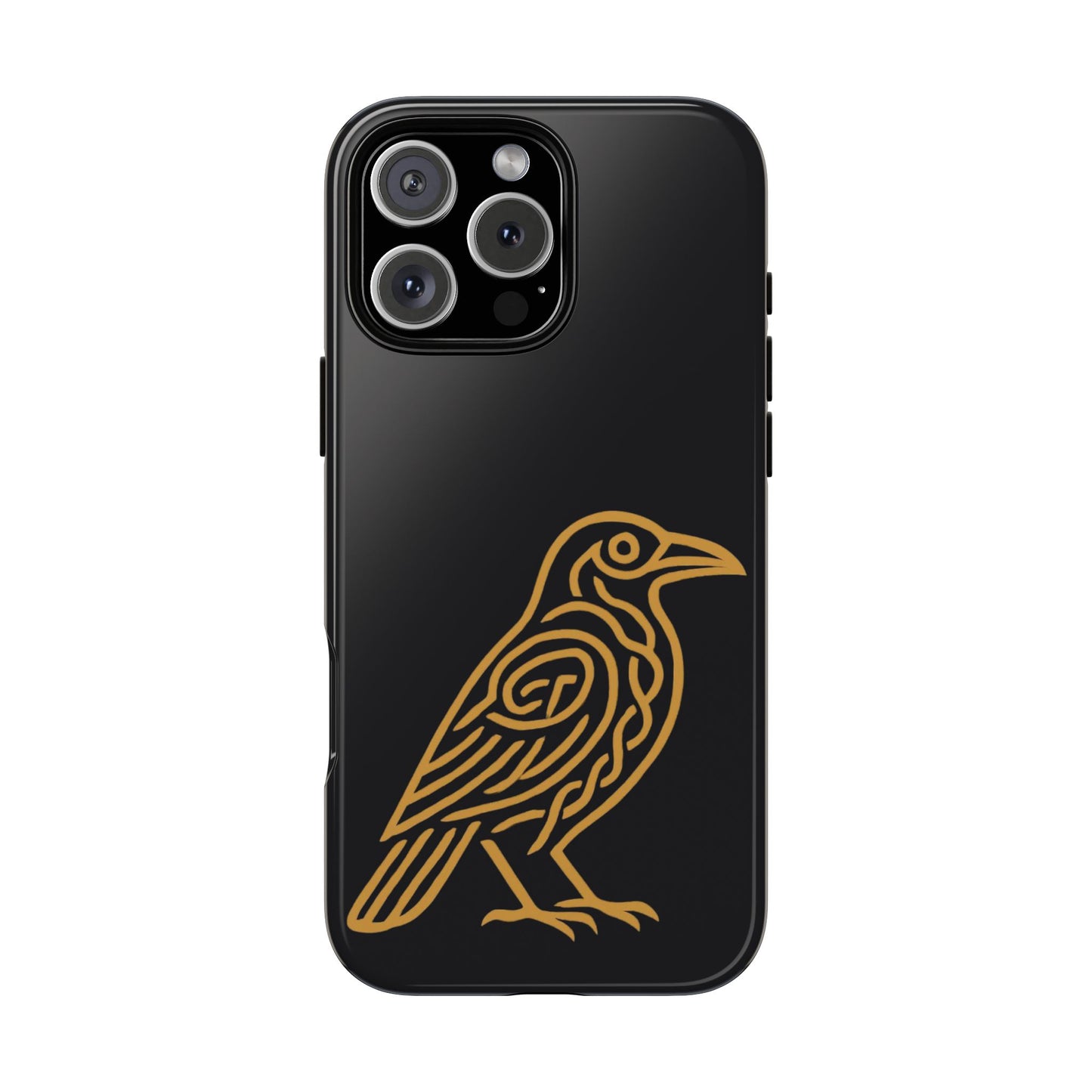 Celtic Raven Tough Phone Case, Irish Mythology Bird Design, Gold Raven iPhone Case, Gothic Celtic Symbol, Heritage Gift Idea