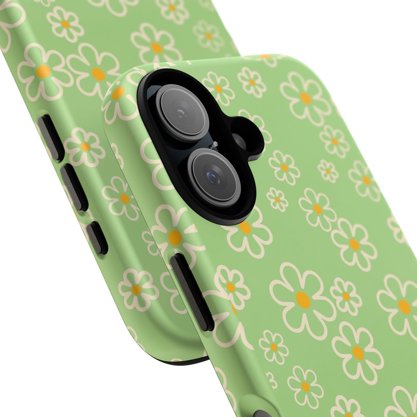 Minimal Daisy Flower Tough Phone Case - Retro Coquette Floral Print, Cute Soft Aesthetic, Compatible with iPhone, Galaxy, and Google Phones