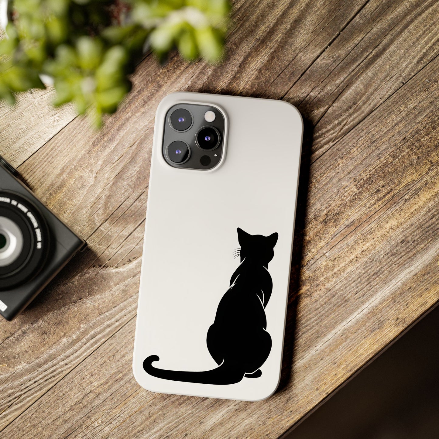 Black Cat Halloween Slim Phone Case Coquette, Creepy Cute Gift for Her, Goth Coquette Spooky Case, Compatible with iPhone, Galaxy, Google