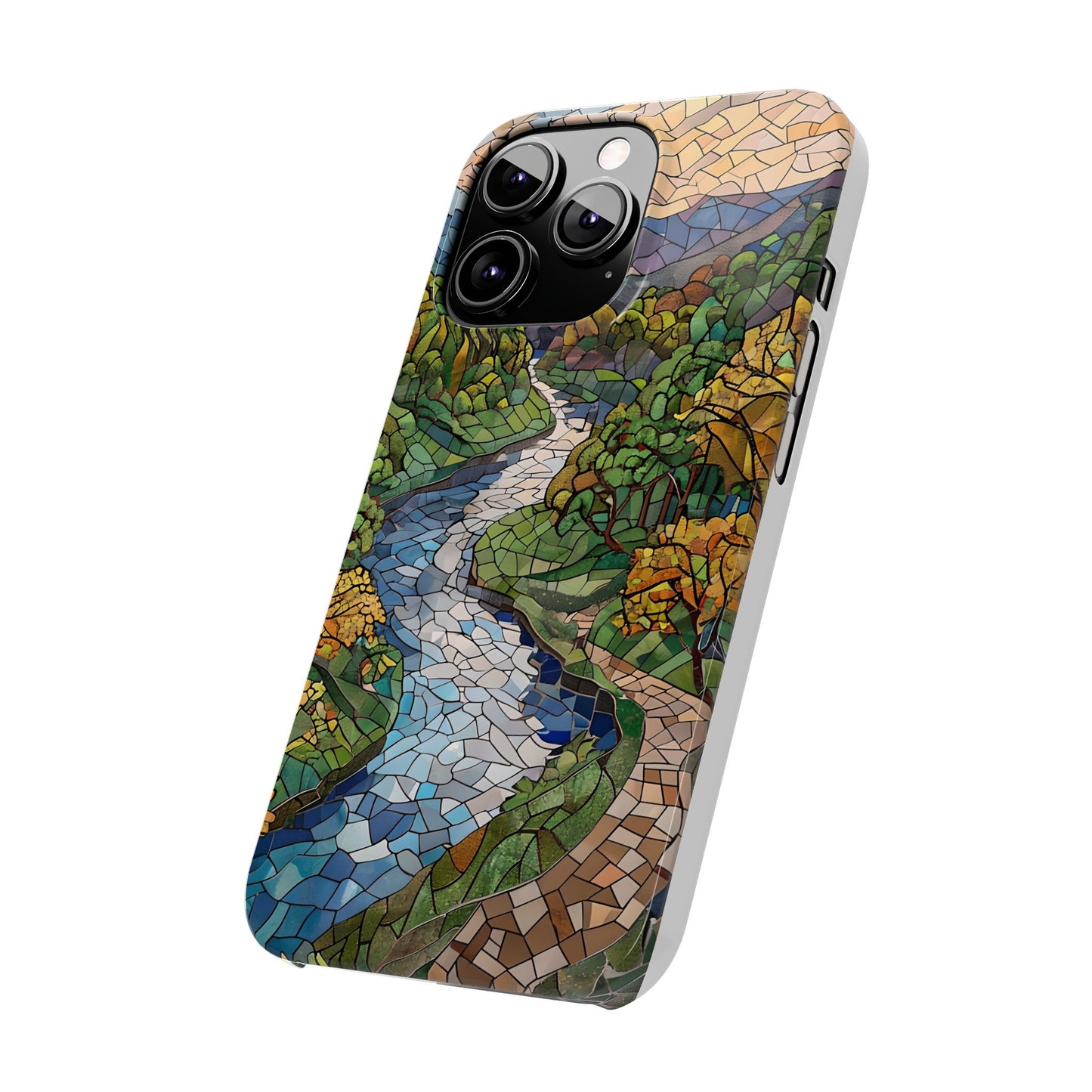 Cuyahoga Valley Mosaic Slim Phone Case, Midwest Forest Art, Scenic Nature Aesthetic, Unique Gift for Nature Lovers