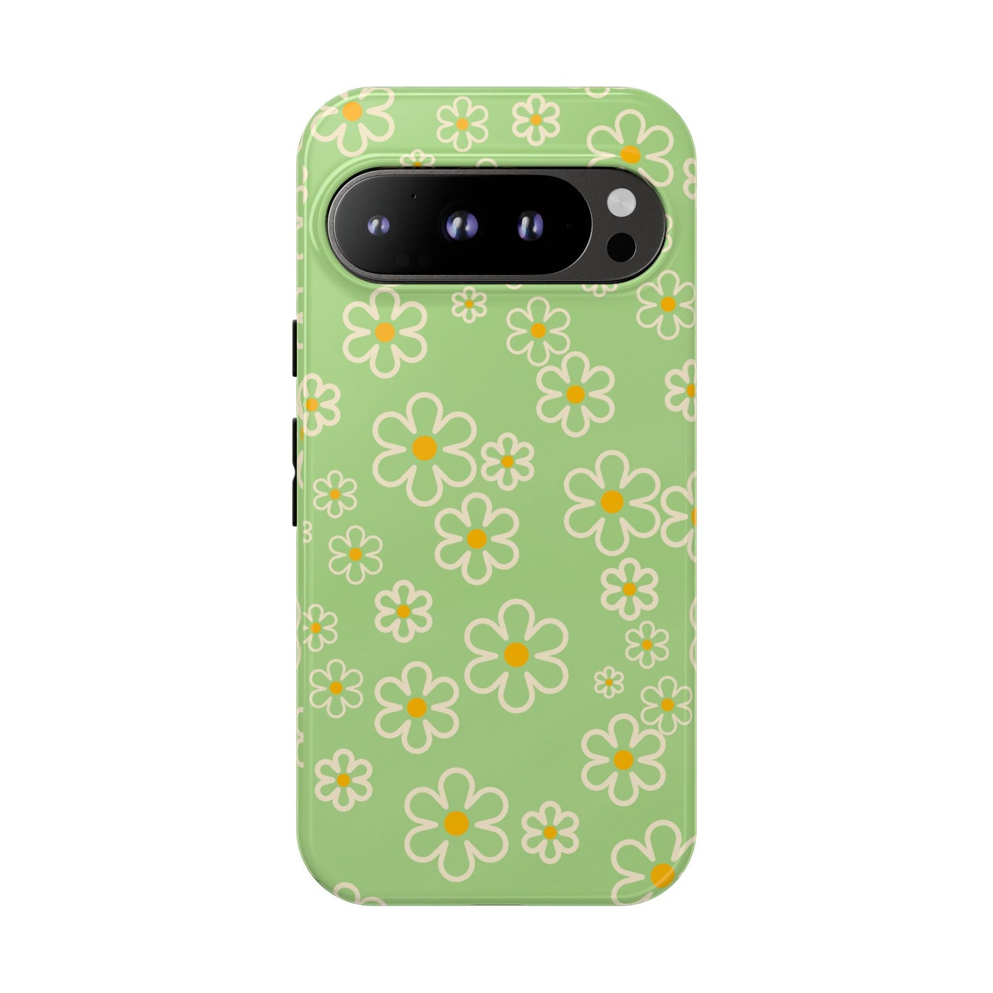 Minimal Daisy Flower Tough Phone Case - Retro Coquette Floral Print, Cute Soft Aesthetic, Compatible with iPhone, Galaxy, and Google Phones