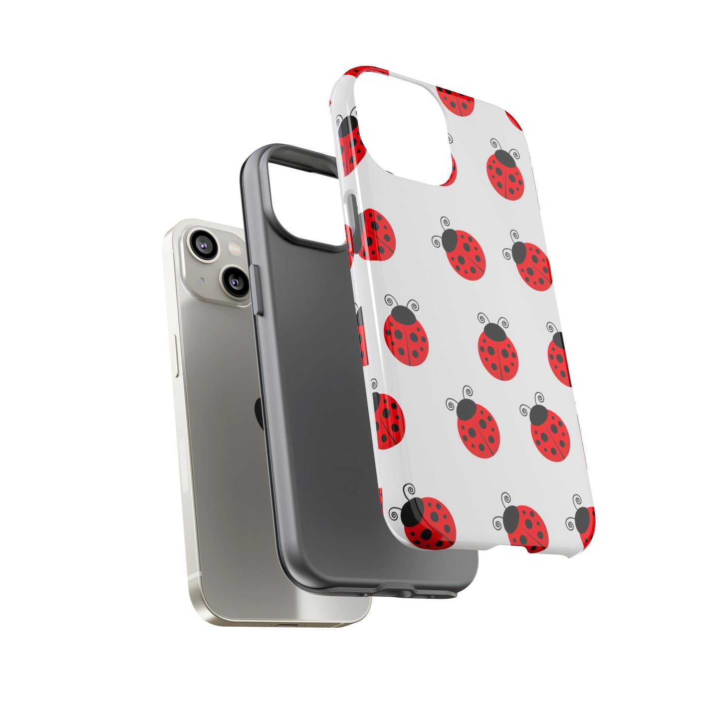 Ladybug Tough Phone Case - Cute Insect Aesthetic, Nature-Inspired Pattern Art, Compatible with iPhone, Galaxy, and Google Phones