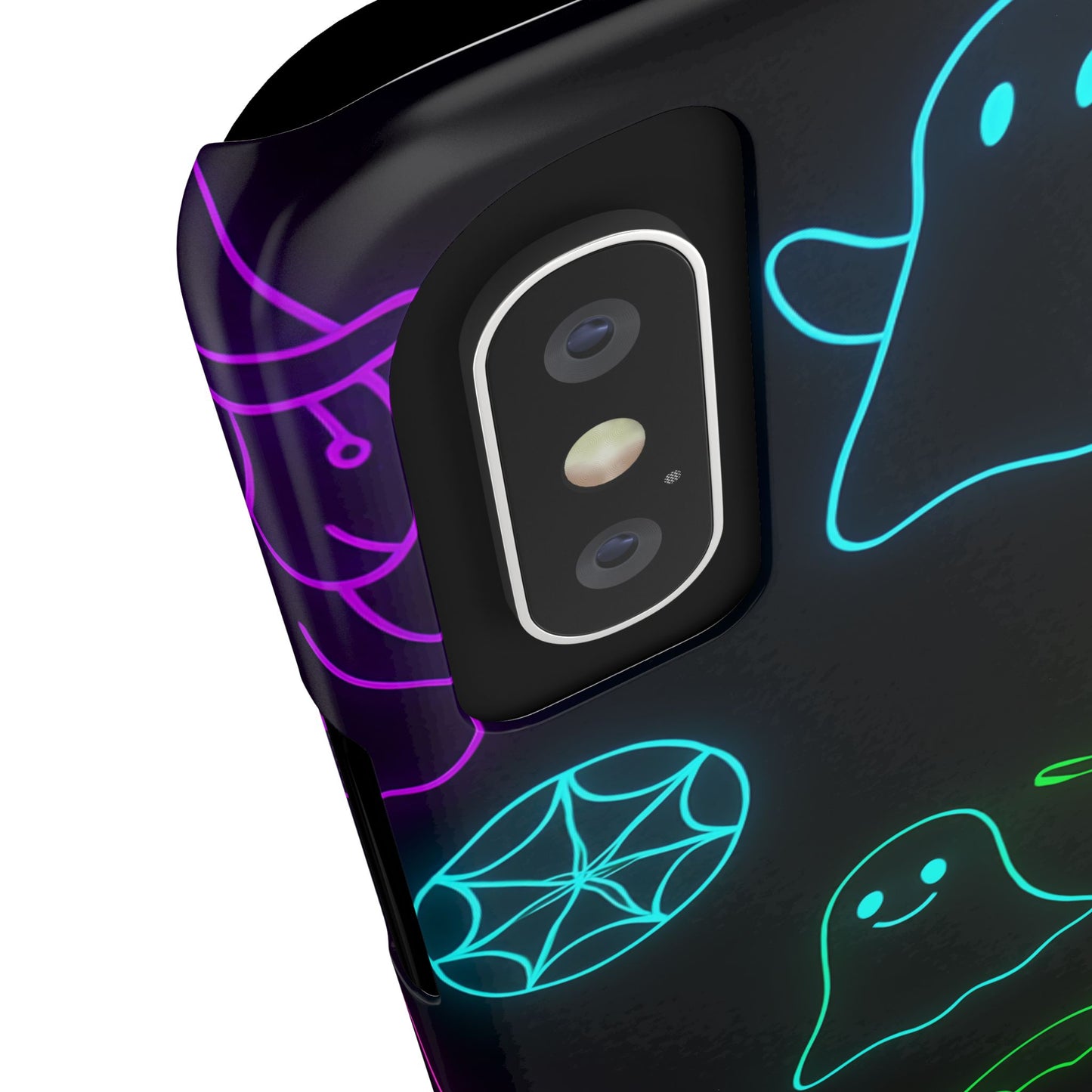Neon Halloween Phone Case, Cute Ghost Witch Aesthetic Slim Phone Case, Compatible with iPhone, Galaxy, Google