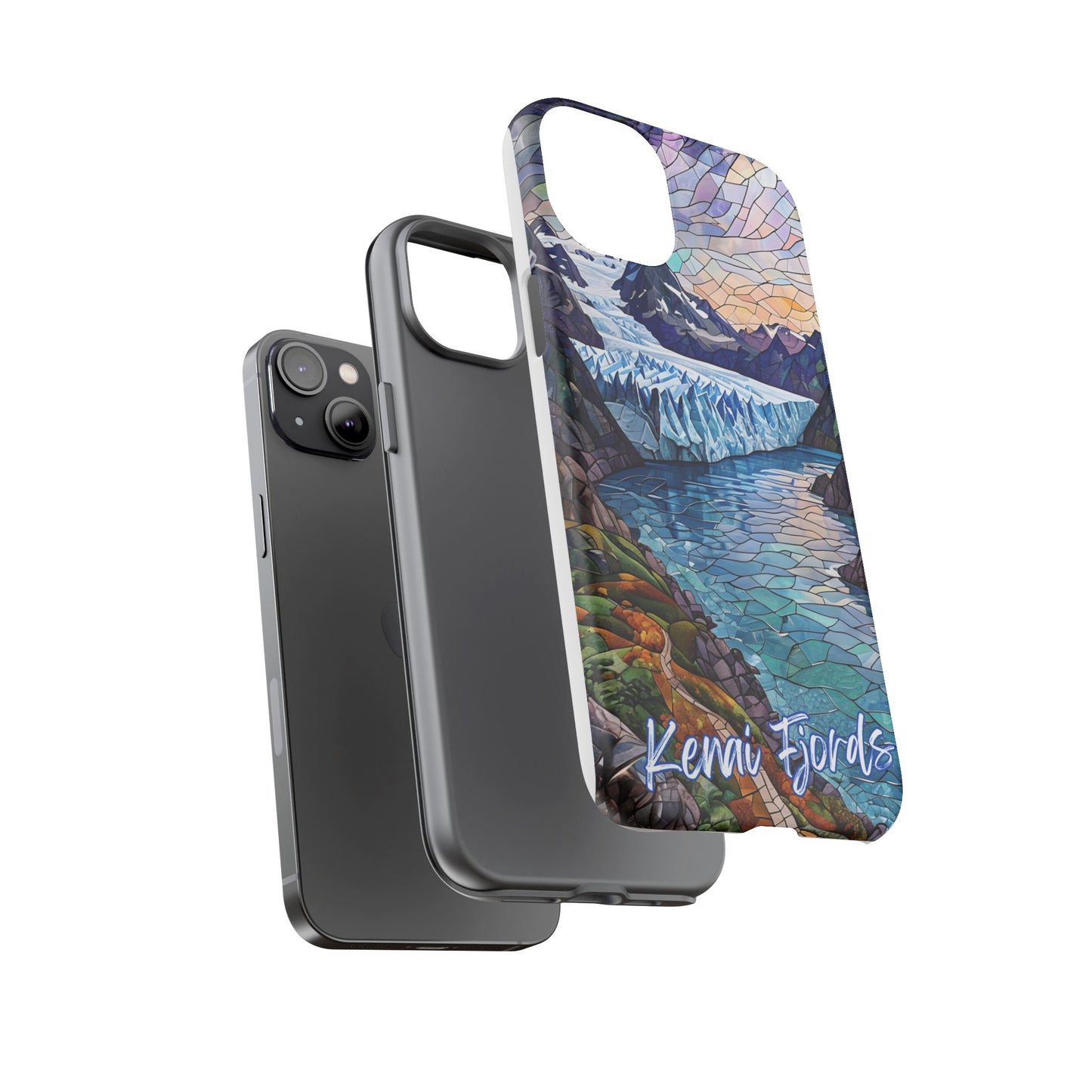 Kenai Fjords National Park Alaska Phone Case, Mosaic Phone Case, Mountain Nature Art, National Park Gift, Scenic Forest Phone Cover