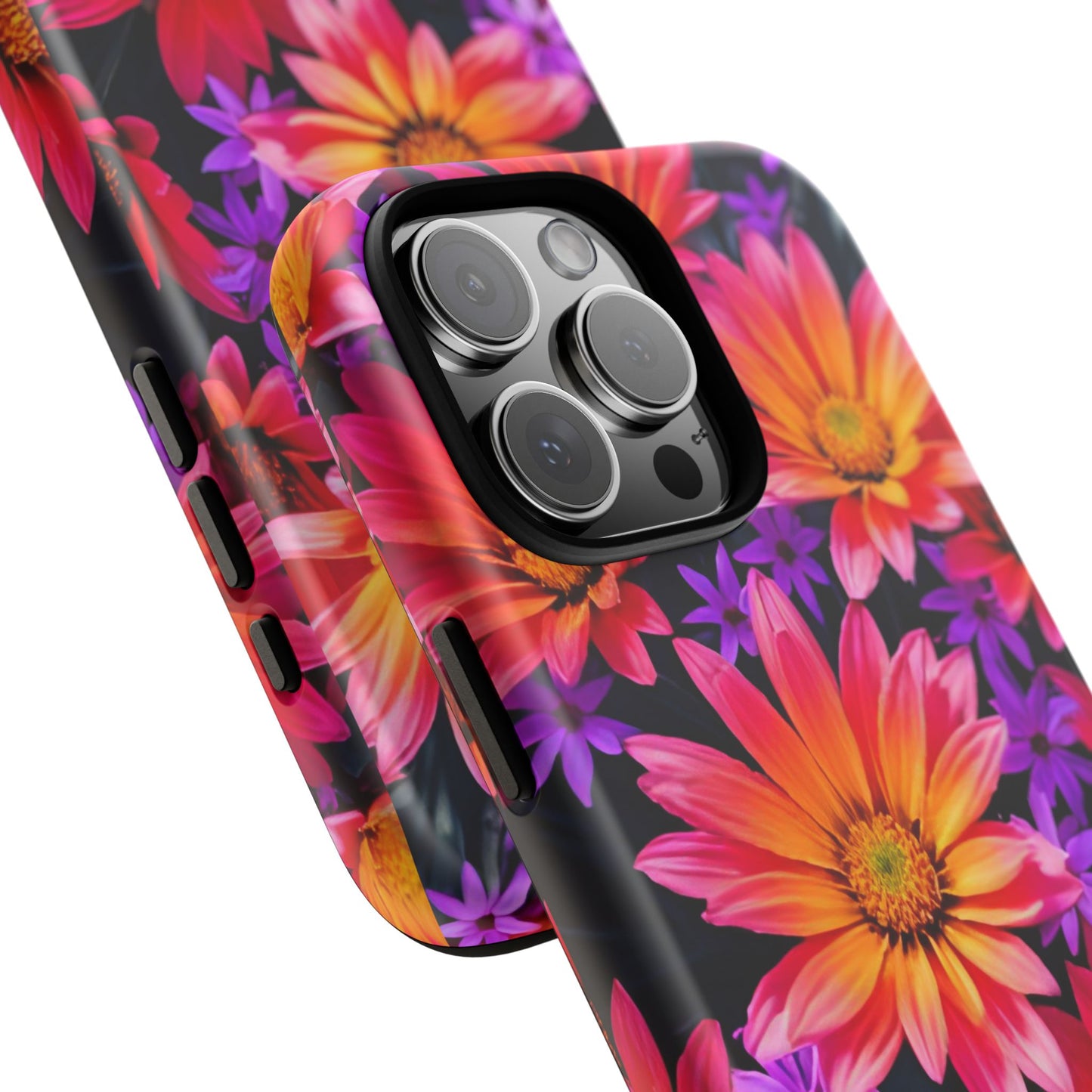 Bold Garden Flower Tough Phone Case - Colorful Floral Print, Bright Botanical Aesthetic, Compatible with iPhone, Galaxy, and Google Phones