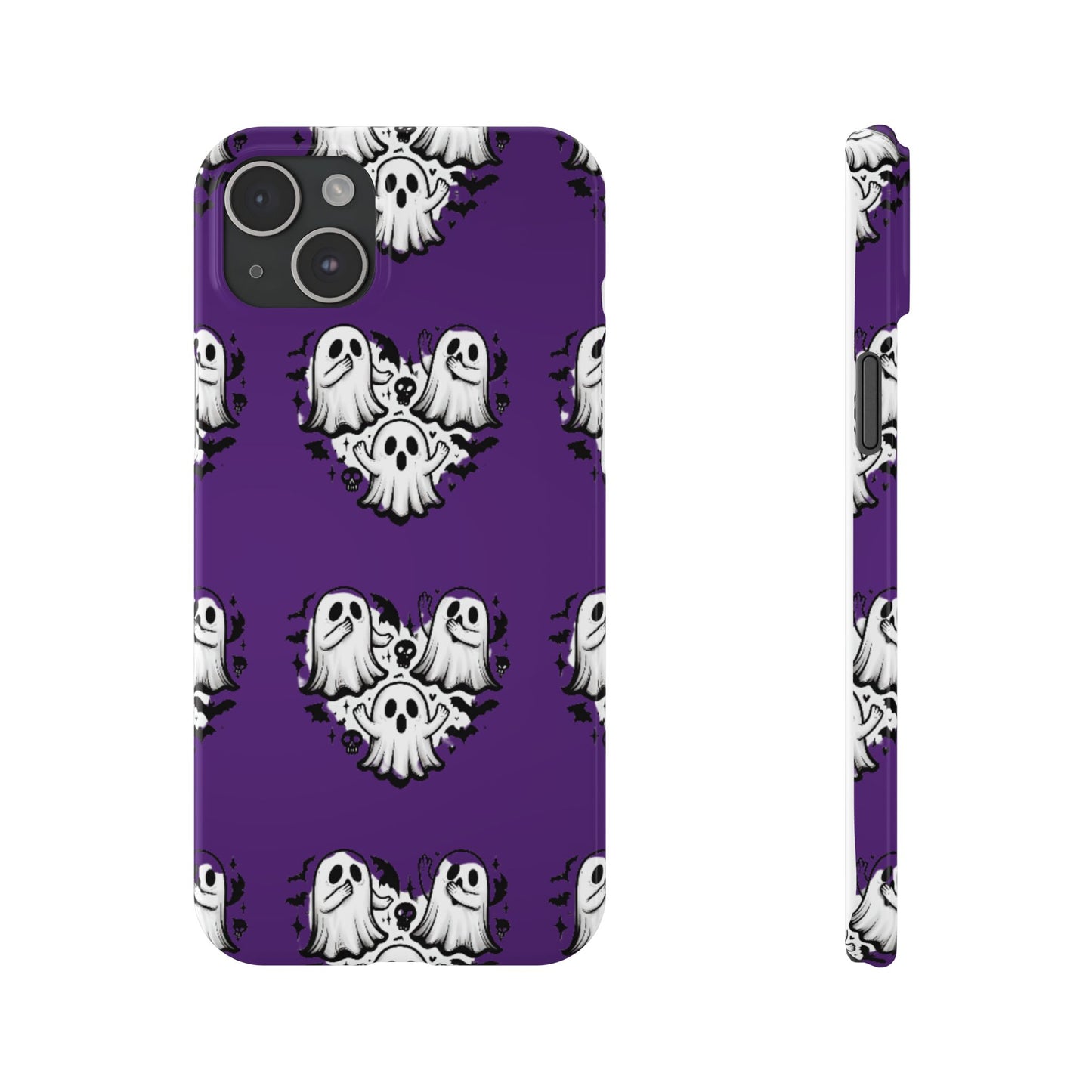 Cute Ghost Heart Slim Phone Case, Creepy Cute Spooky Heart Print, Goth Coquette Aesthetic Spooky Accessories, Halloween Gift Case
