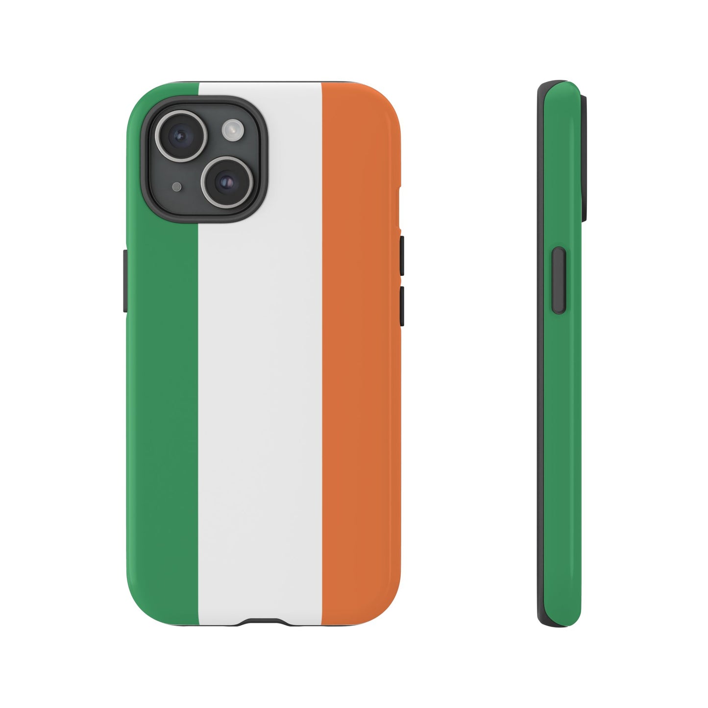 Tough Case Ireland Flag Design Phone Cover Compatible with iPhone 17, 16, 15, 14, 13, Galaxy, Google, Irish Tricolor Green White Orange