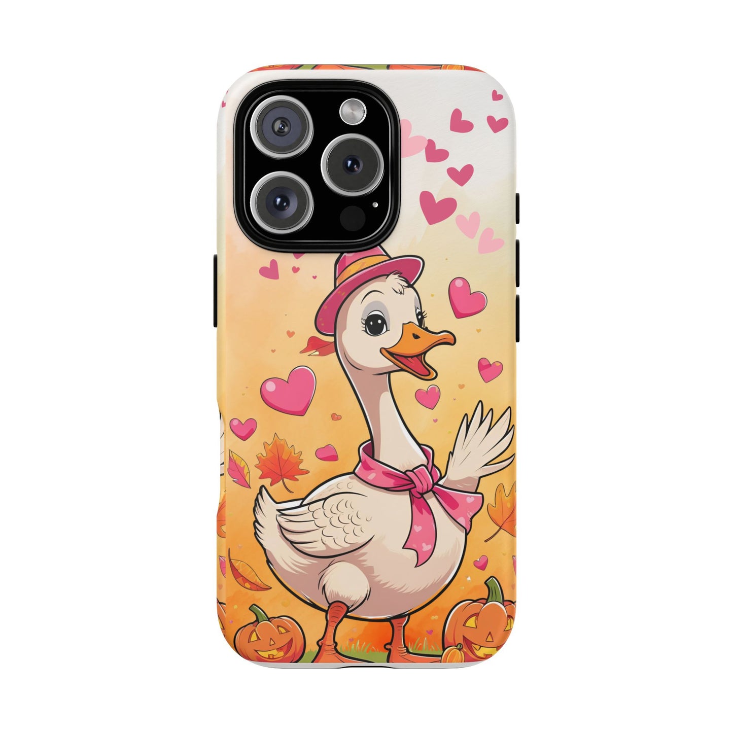 Summerween Silly Goose Phone Case, Coquette Halloween Phone Cover, Cozy Cute Halloween Aesthetic Case, Pink Hearts Fall Glam Girl Accessory