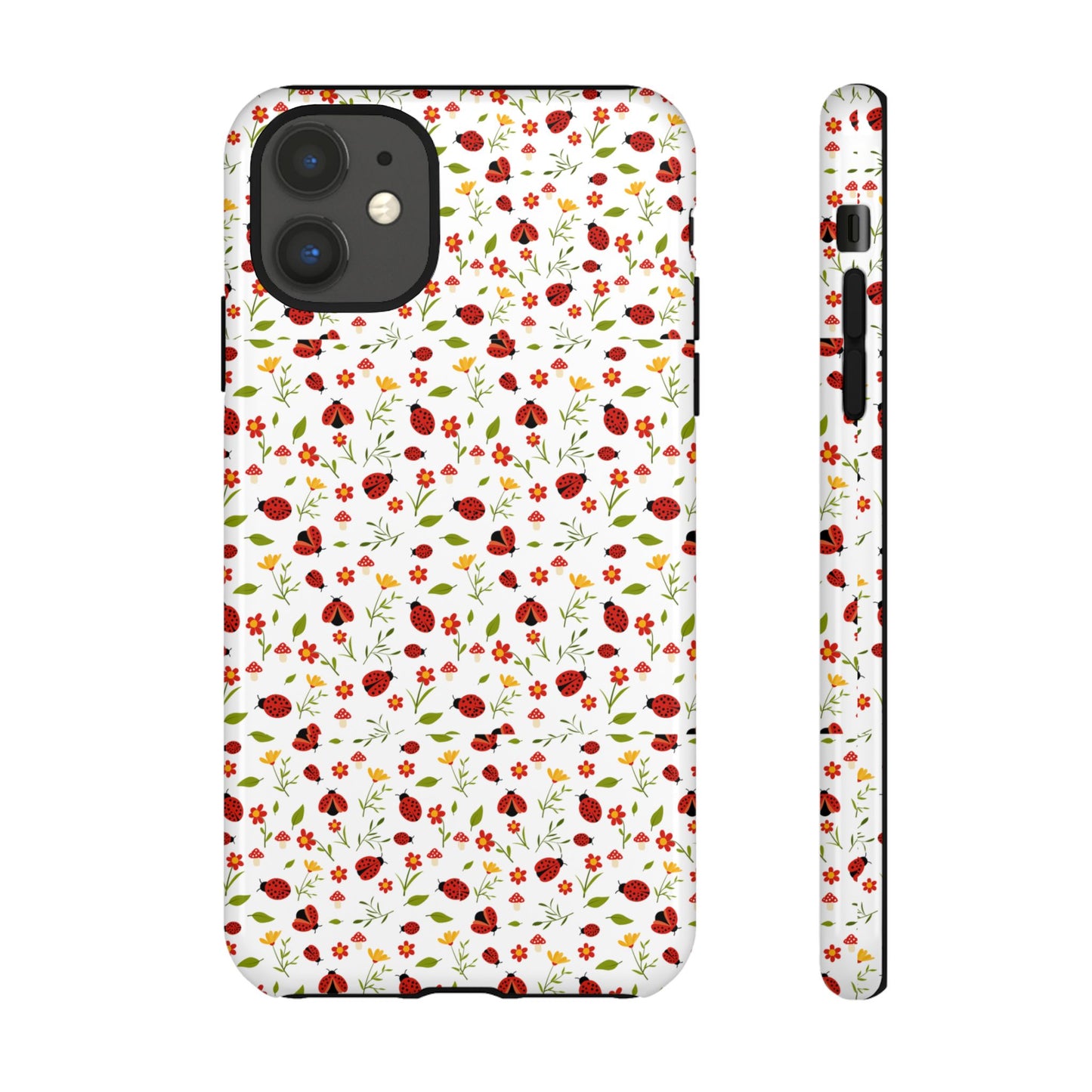 Ladybug Tough Phone Case - Cute Insect Aesthetic, Nature-Inspired Pattern Art, Compatible with iPhone, Galaxy, and Google Phones