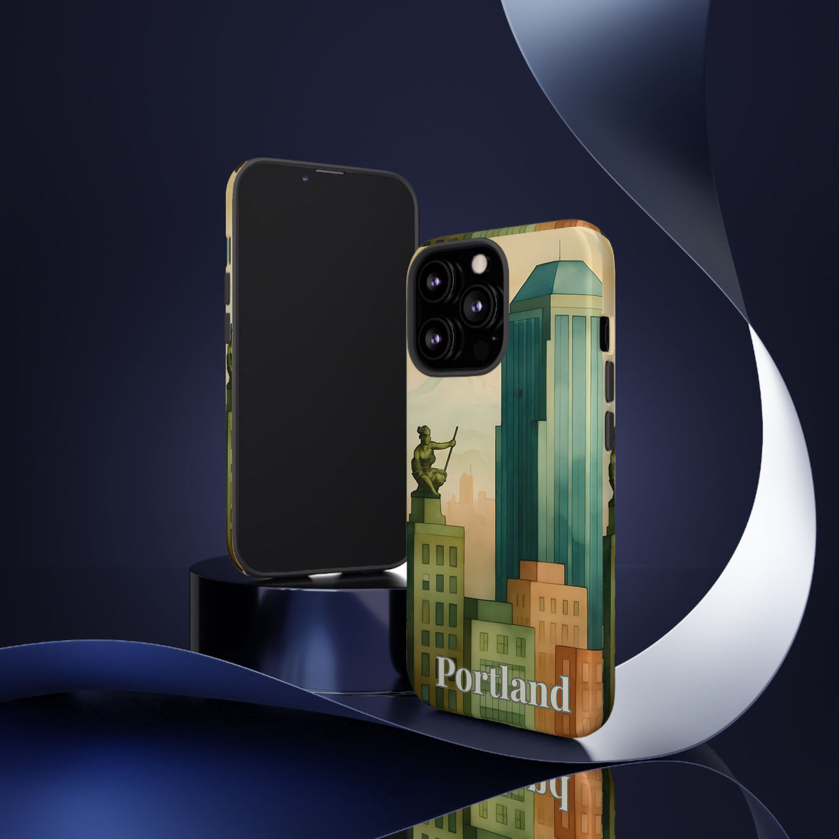 Portland Cityscape Phone Case • Urban Skyline Art Tough Case • Watercolor City Aesthetic • Gift for Travelers • Compatible with iPhone, Galaxy, Google