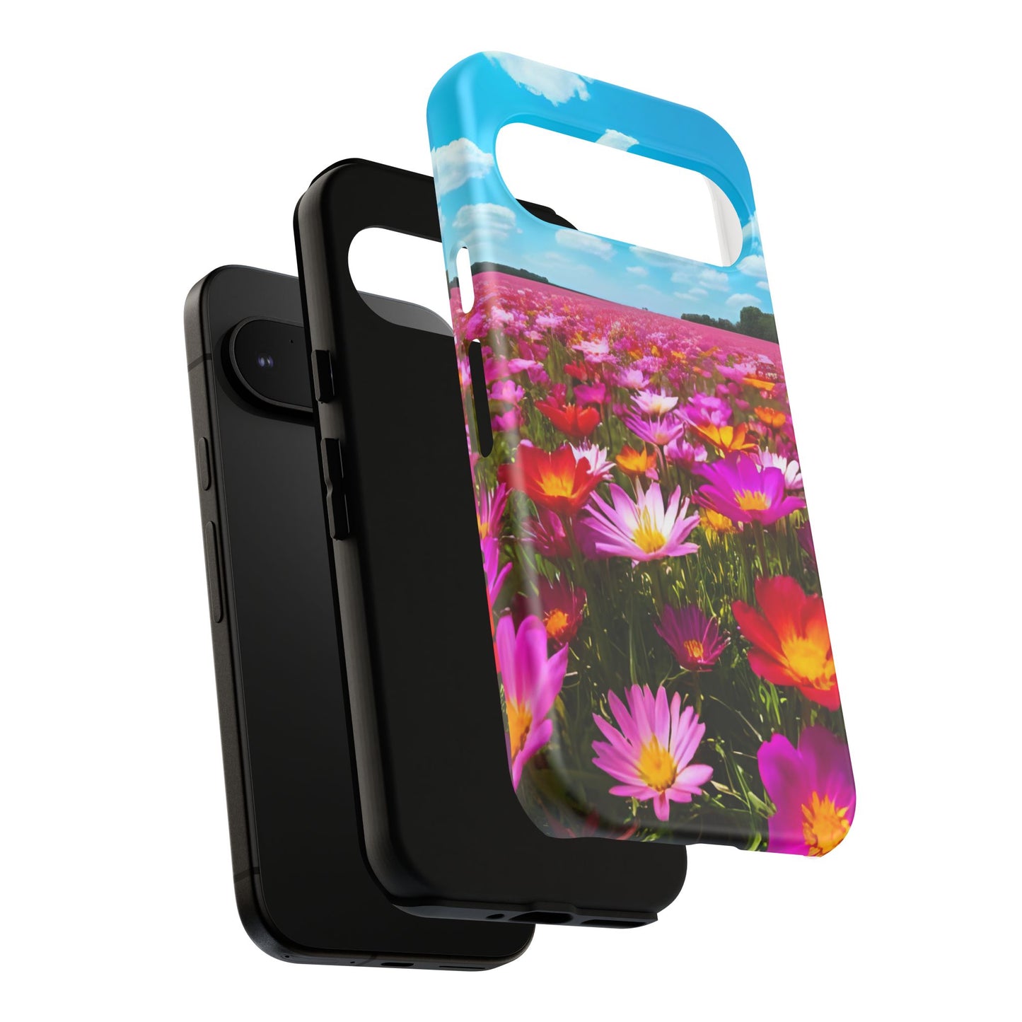 Flower Field Tough Phone Case - Wildflower Meadow Print, Colorful Nature Aesthetic, Compatible with iPhone, Galaxy, and Google Phones
