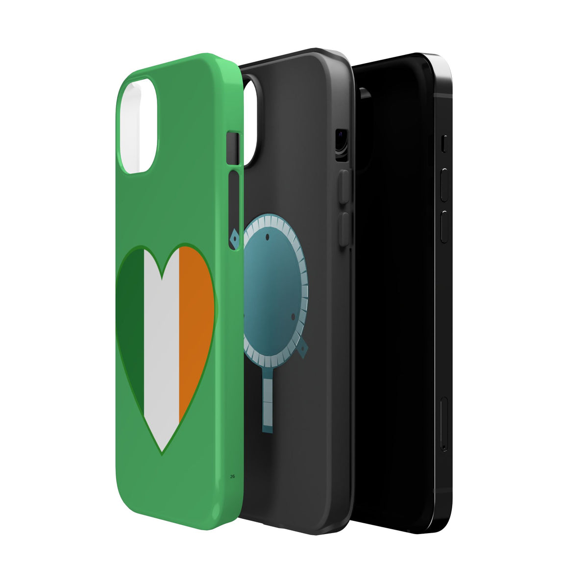 Ireland Heart Flag Magnetic Phone Case, St. Patrick Design Phone Cover Compatible with iPhone 17, 16, 15, 14, 13
