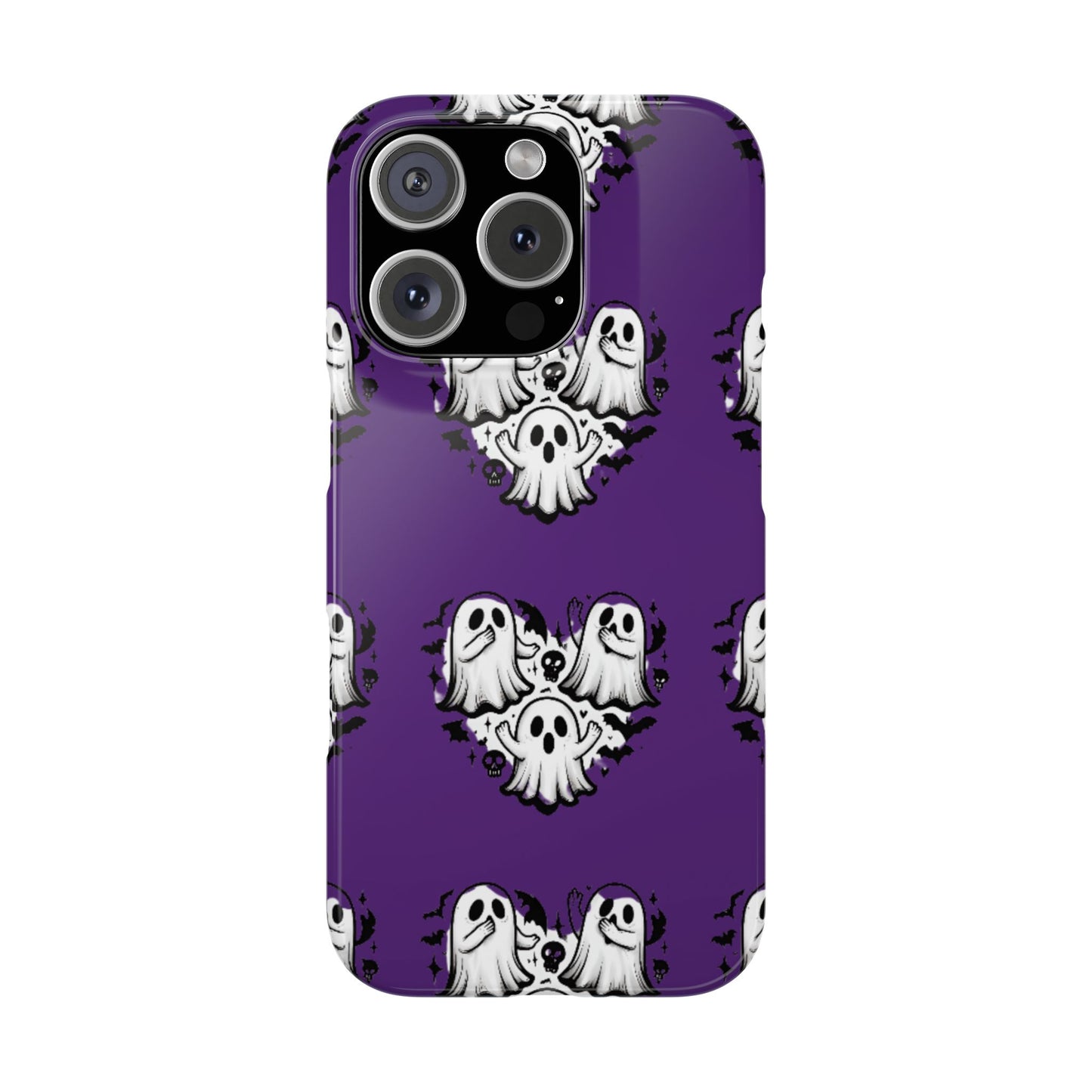 Cute Ghost Heart Slim Phone Case, Creepy Cute Spooky Heart Print, Goth Coquette Aesthetic Spooky Accessories, Halloween Gift Case