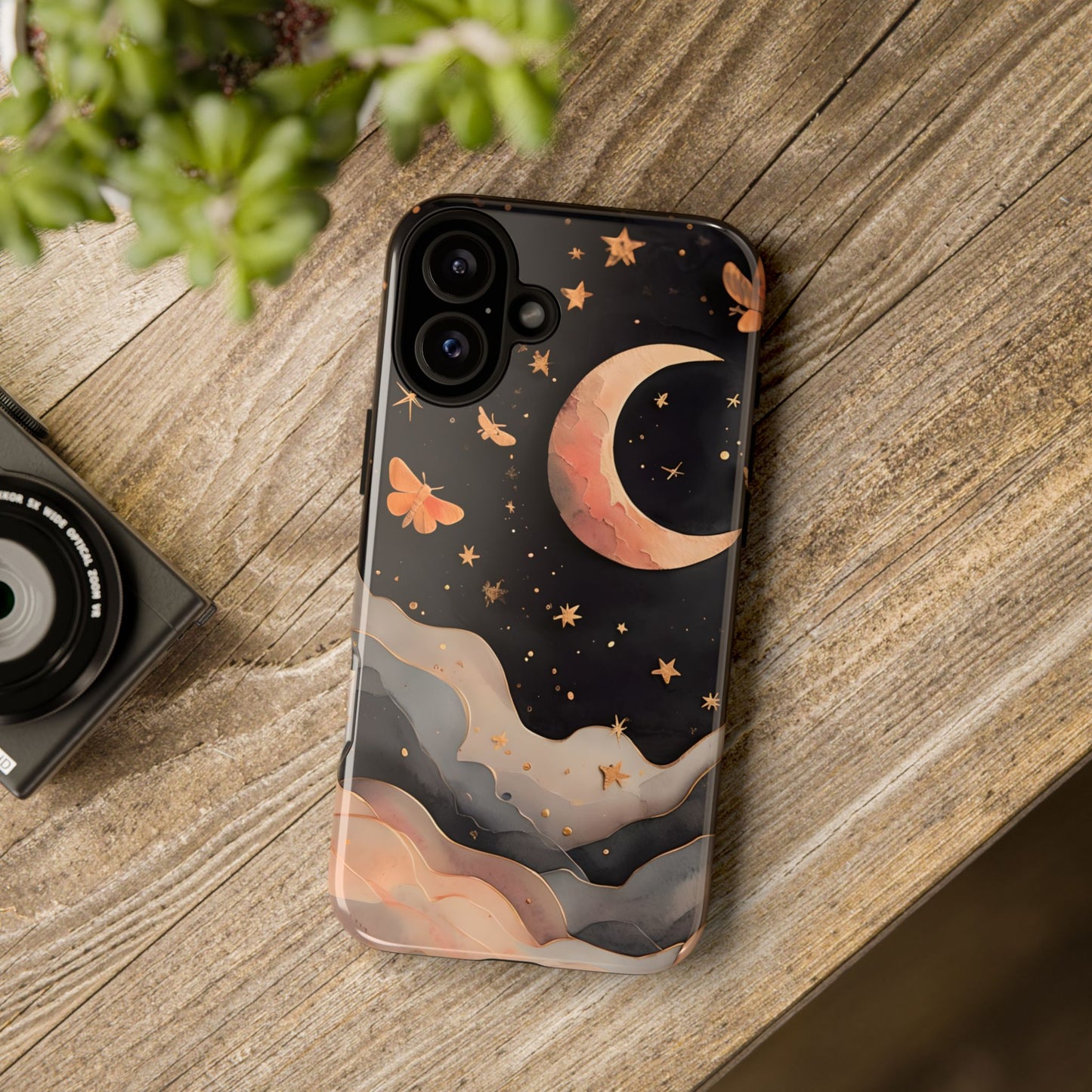 Moonlit Dream Tough Phone Case, Night Sky Art, Celestial Design, Moon Lovers, Compatible with iPhone 17, 16, 15, 14, 13, Galaxy, Google