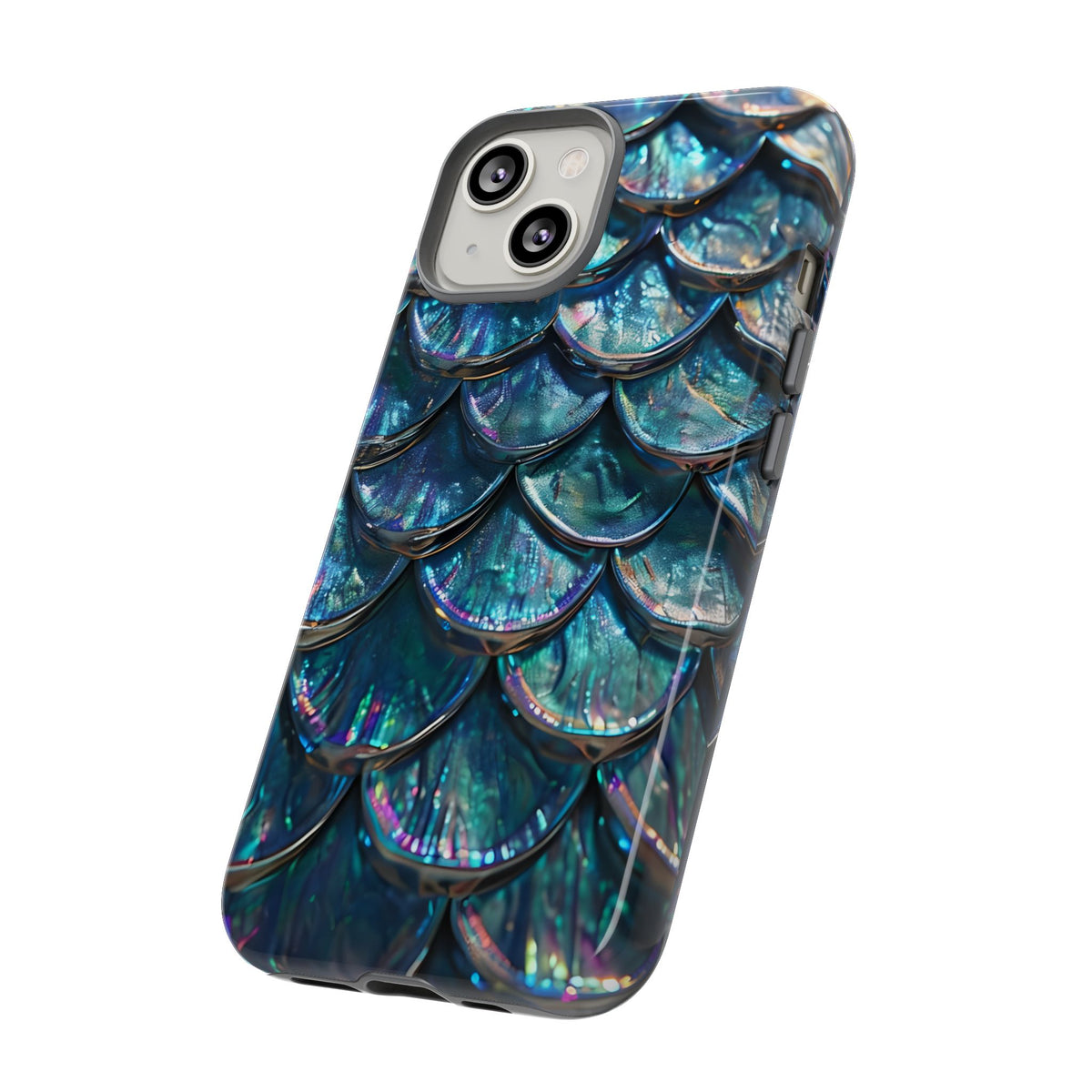 Mermaid Scale Tough Phone Case, Holographic Ocean Aesthetic, Compatible with iPhone 17 16 15 14 13, Galaxy, Google