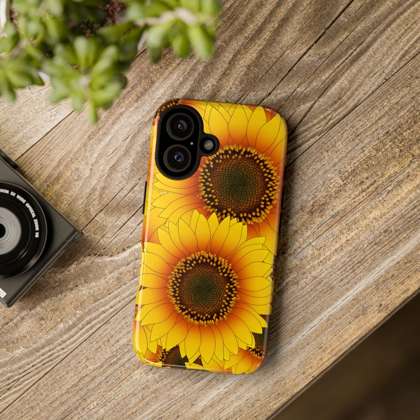 Sunflower Aesthetic Tough Phone Case - Bright Floral Art, Bold Yellow Sunflower Design, Compatible with iPhone, Galaxy, and Google Phones
