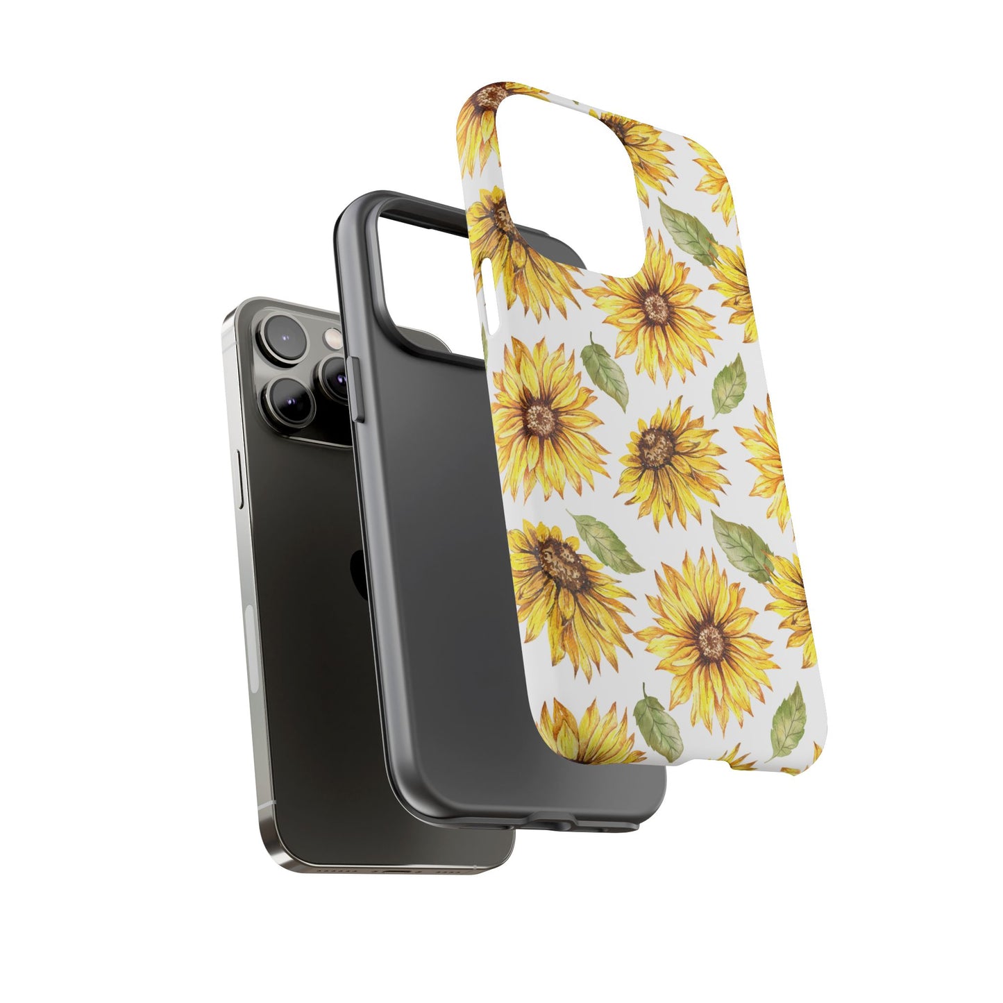 Sunflower Floral Tough Phone Case - Watercolor Botanical Print, Bright Nature Aesthetic, Compatible with iPhone, Galaxy, and Google Phones