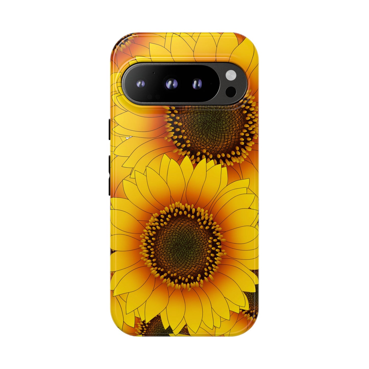 Sunflower Aesthetic Tough Phone Case - Bright Floral Art, Bold Yellow Sunflower Design, Compatible with iPhone, Galaxy, and Google Phones
