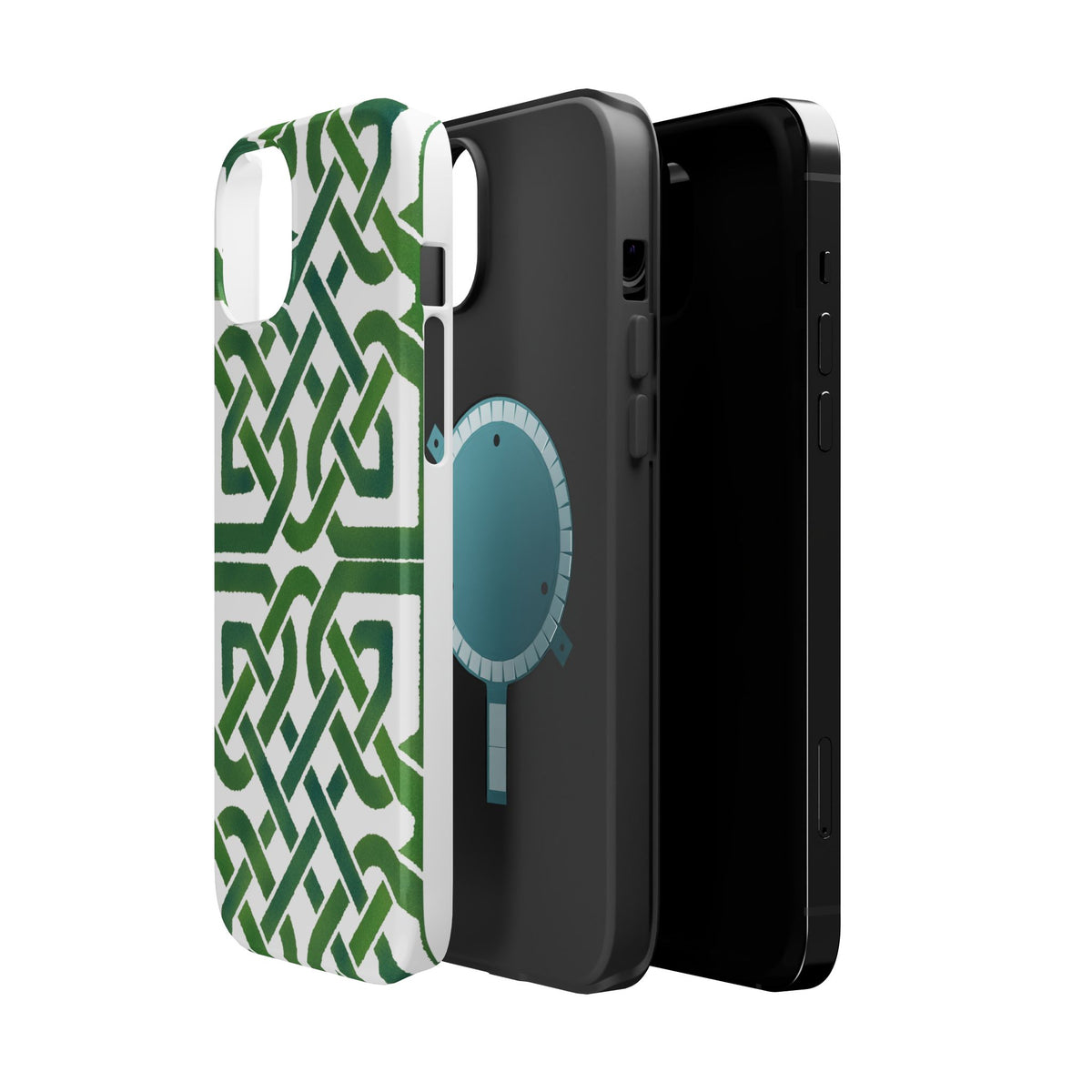 Celtic Knot Magnetic Phone Case, Irish Pattern Phone Cover, Green Heritage Art Style Compatible with iPhone 17, 16, 15, 14, 13