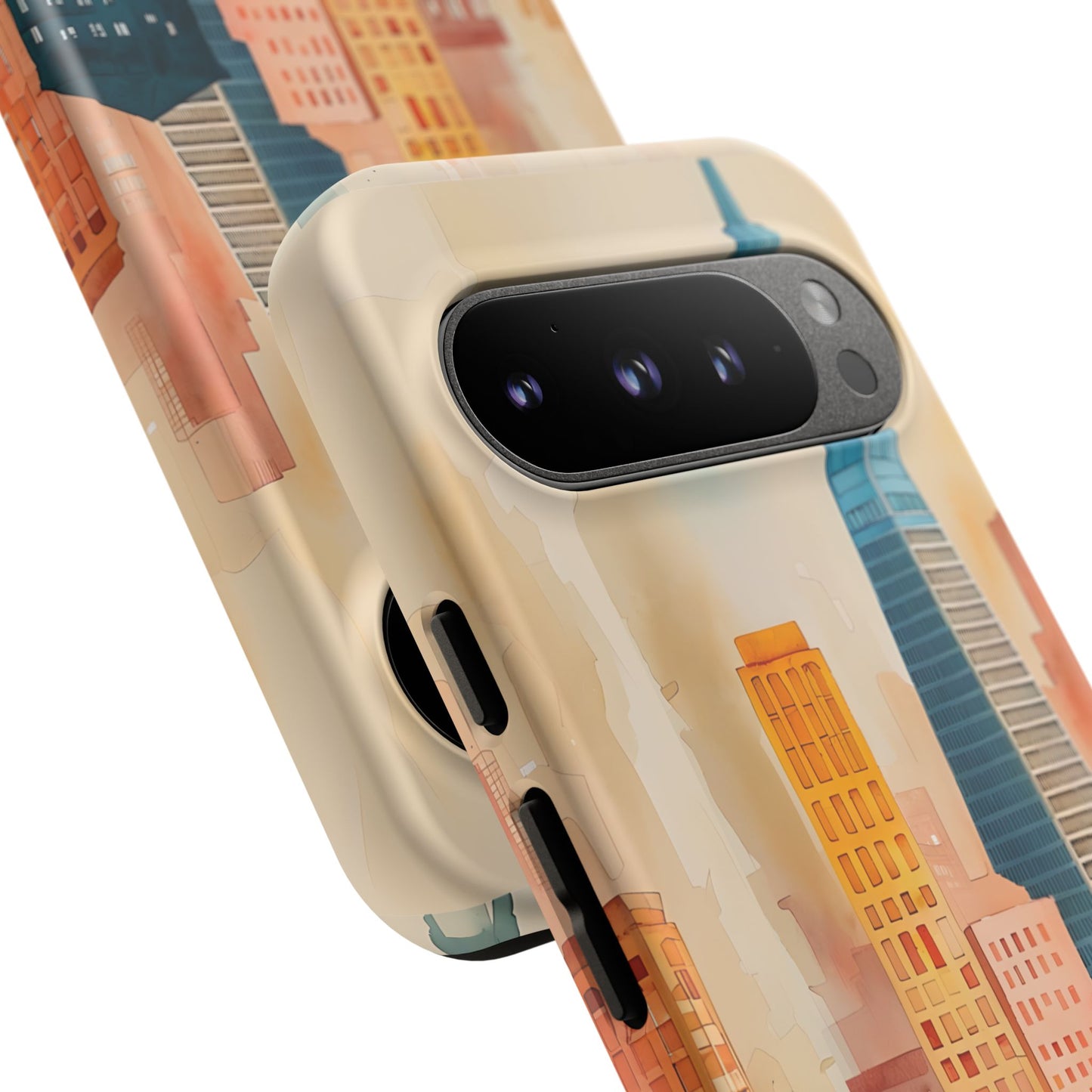 San Francisco Cityscape Tough Phone Case - Tropical Skyline Aesthetic, Sunset Beach Urban Art, Compatible with iPhone, Galaxy, and Google