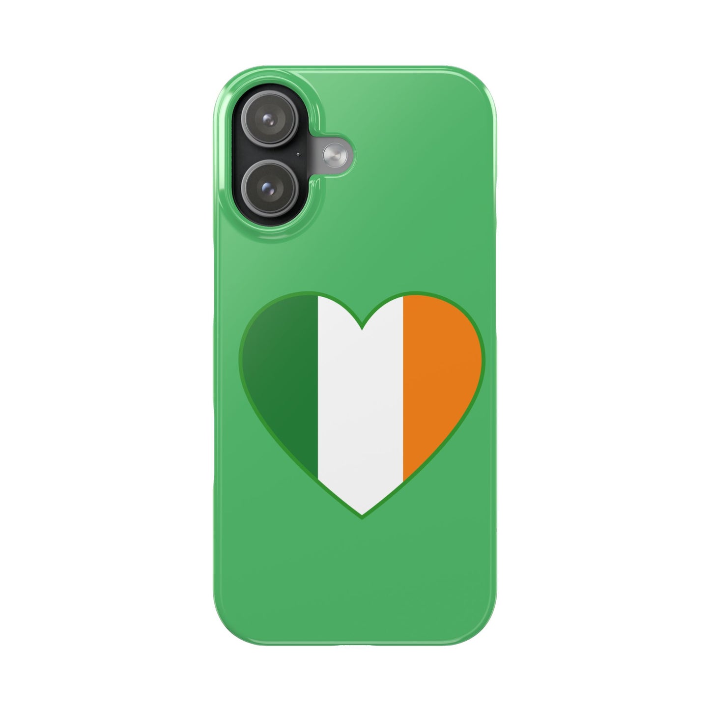 Ireland Heart Flag Slim Phone Case, St. Patrick Design Phone Cover, Compatible with iPhone 17, 16, 15, 14, 13, 12, 11