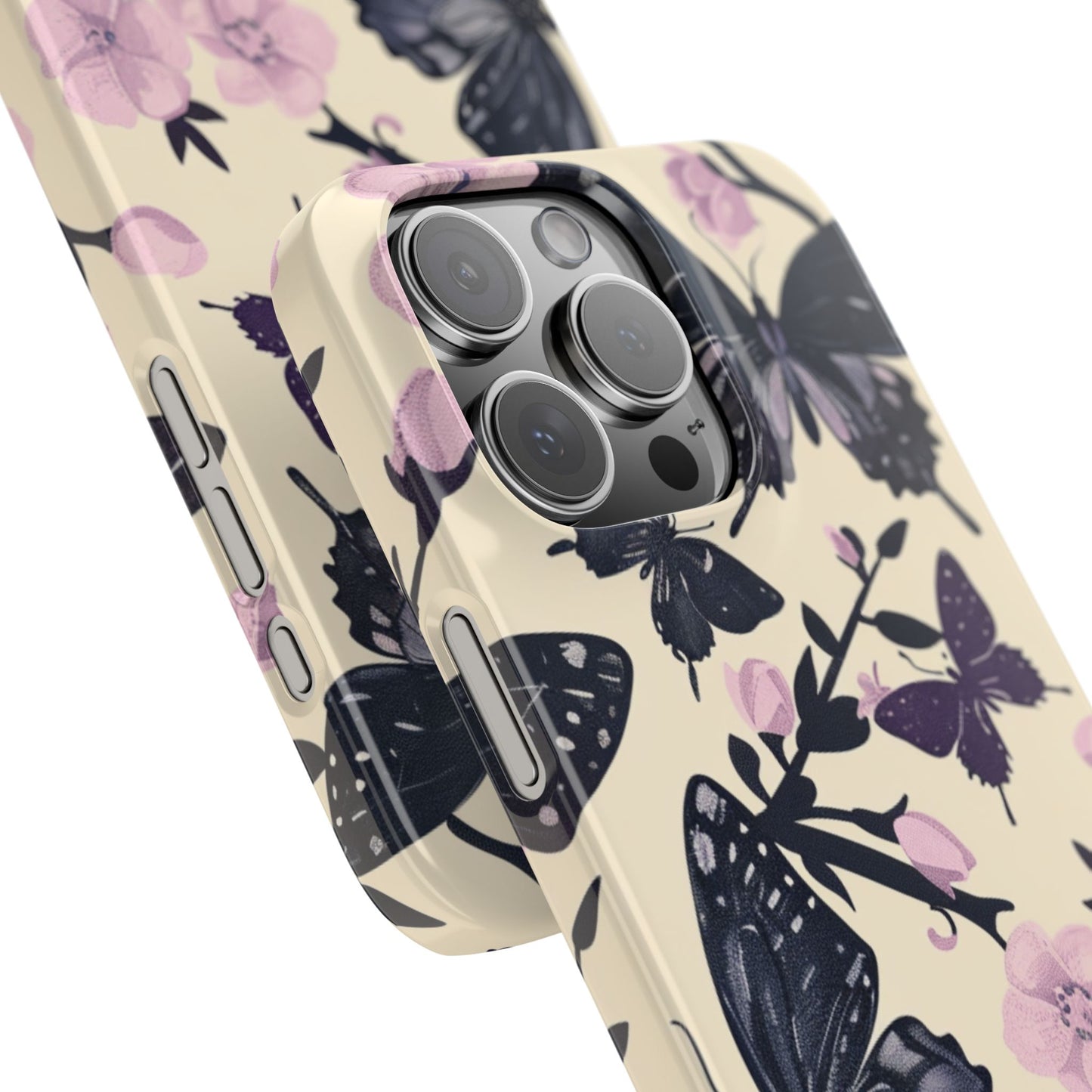 Butterfly Floral Slim Phone Cases, Elegant Butterfly Design, Nature Lover Gift, Phone Accessory, Stylish Cases for Women