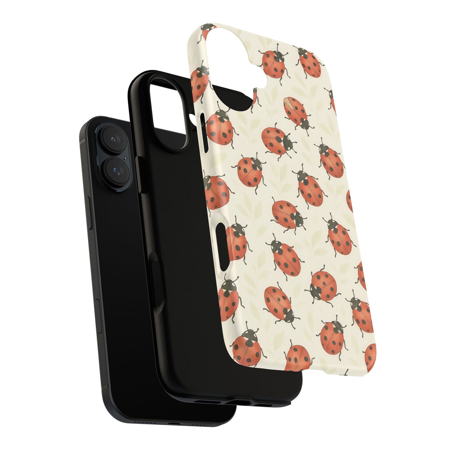 Ladybug Tough Phone Case - Cute Insect Aesthetic, Nature-Inspired Pattern Art, Compatible with iPhone, Galaxy, and Google Phones