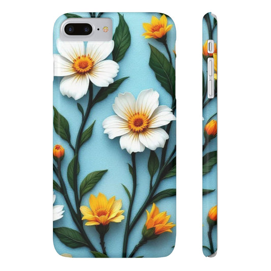 Floral Slim Phone Case - Colorful Flower Design, Elegant Phone Cover, Spring Accessories, Gift Idea for Her, Trendy Cell Phone Case