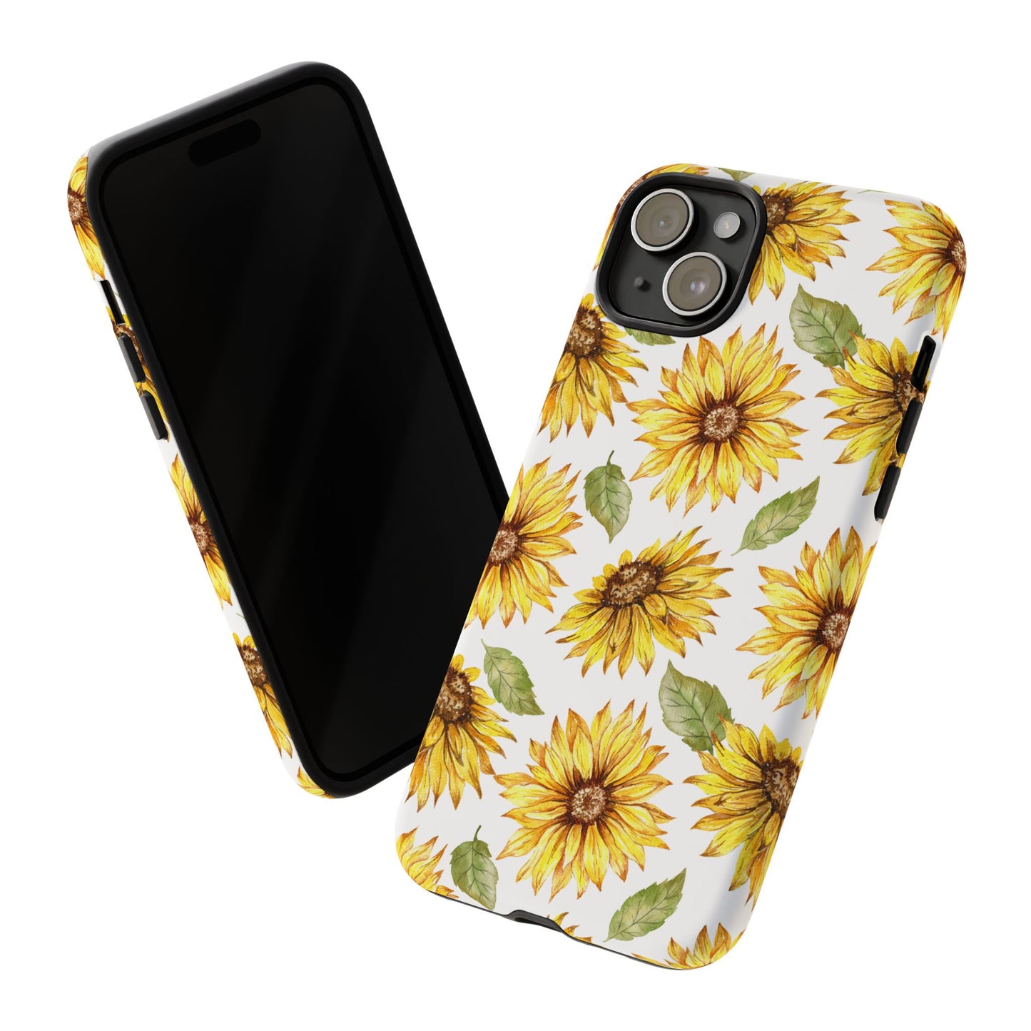 Sunflower Floral Tough Phone Case - Watercolor Botanical Print, Bright Nature Aesthetic, Compatible with iPhone, Galaxy, and Google Phones