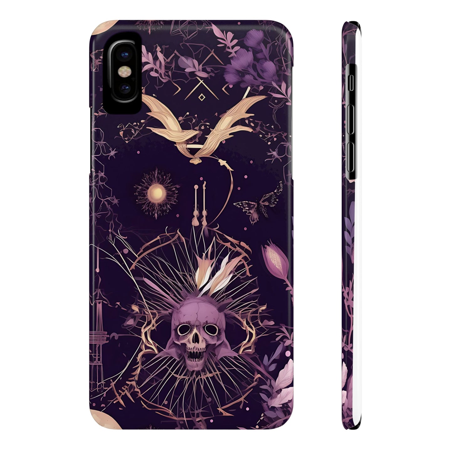 Gothic Floral Slim Phone Cases, Ghostly Style Mobile Cover, Dark Aesthetic Gift, Unique Protective Case, Perfect for Halloween