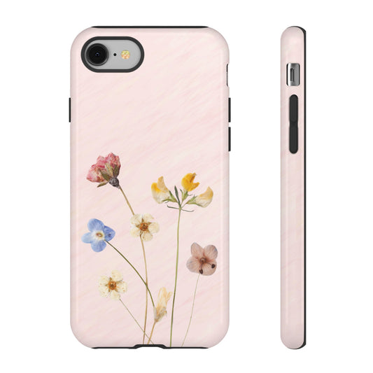 Cottagecore Wildflower Tough Phone, Case Hand-Drawn Floral Art Design Vintage Botanical Aesthetic Compatible with iPhone, Galaxy, and Google