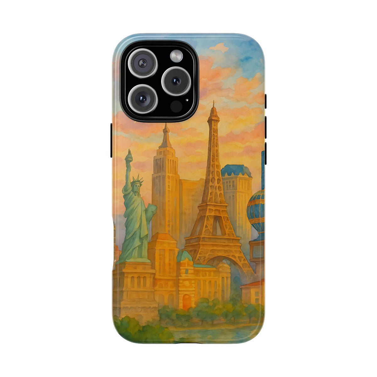 Cityscape Tough Phone Case, Las Vegas Strip Skyline Phone Cover Sunset Glow Design, Compatible with iPhone, Galaxy & Google