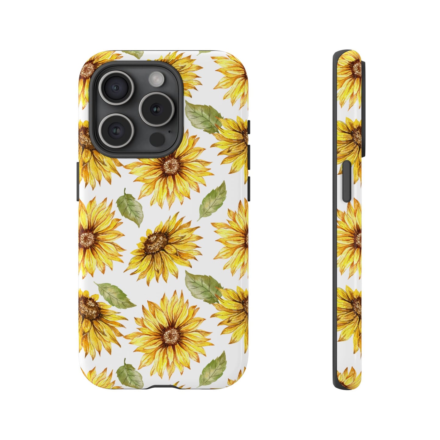 Sunflower Floral Tough Phone Case - Watercolor Botanical Print, Bright Nature Aesthetic, Compatible with iPhone, Galaxy, and Google Phones
