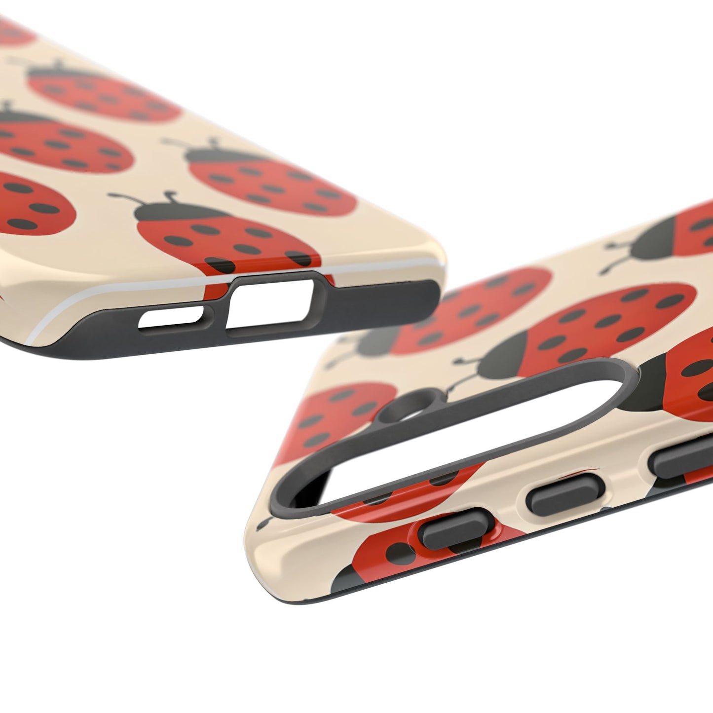 Cute Ladybug Tough Phone Case - Red and Black Insect Pattern, Nature-Inspired Design, Compatible with iPhone, Galaxy, and Google Phones