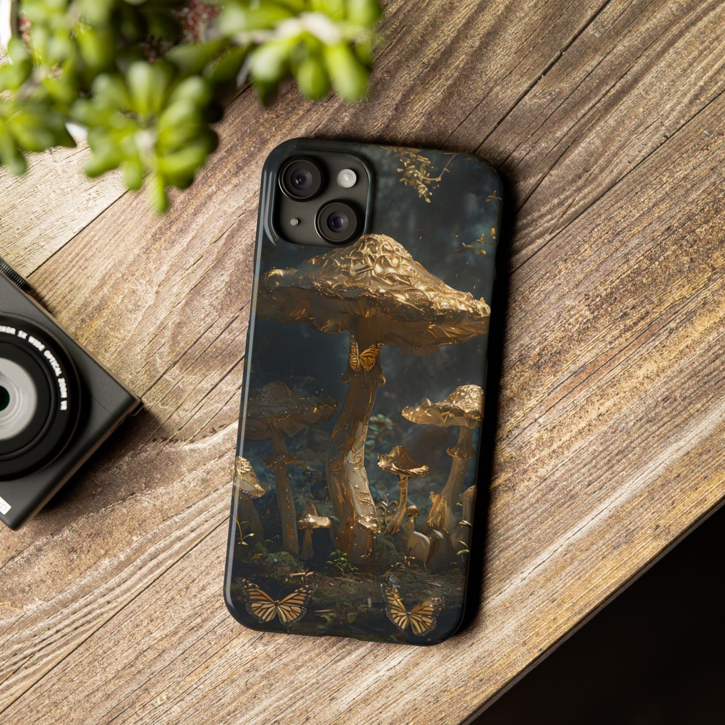Enchanted Forest Slim Phone Cases, Fantasy Phone Cover, Mushroom Design, Nature Lover Gift, Boho Chic Cell Phone Case