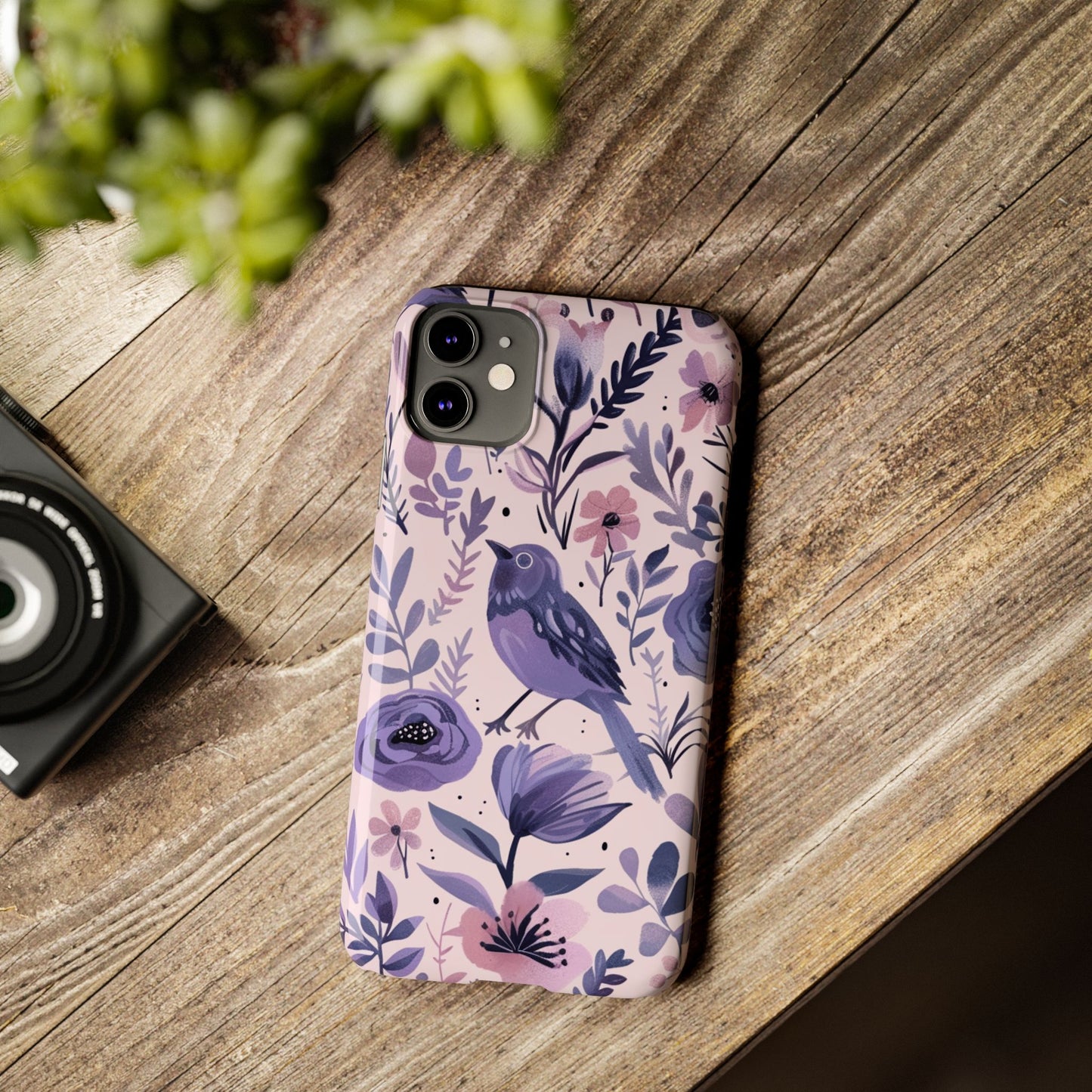 Floral Bird Slim Phone Case, Elegant Phone Cover, Cute Gift for Bird Lovers, Spring Vibes, Nature-Inspired